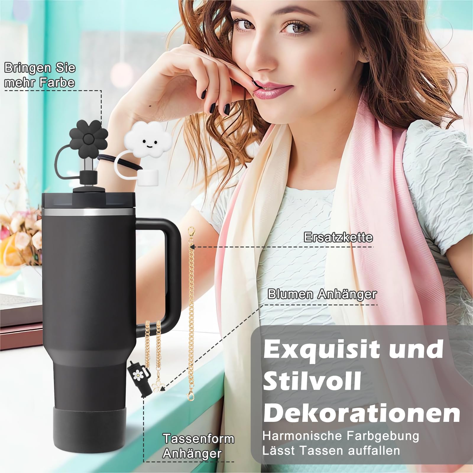 11 Accessori Per Borraccia Stanley | Protezioni Anti-Perda, Tappi Silicone, Ciondoli Decorativi | Per Stanley 30oz E 40oz - Foto 6