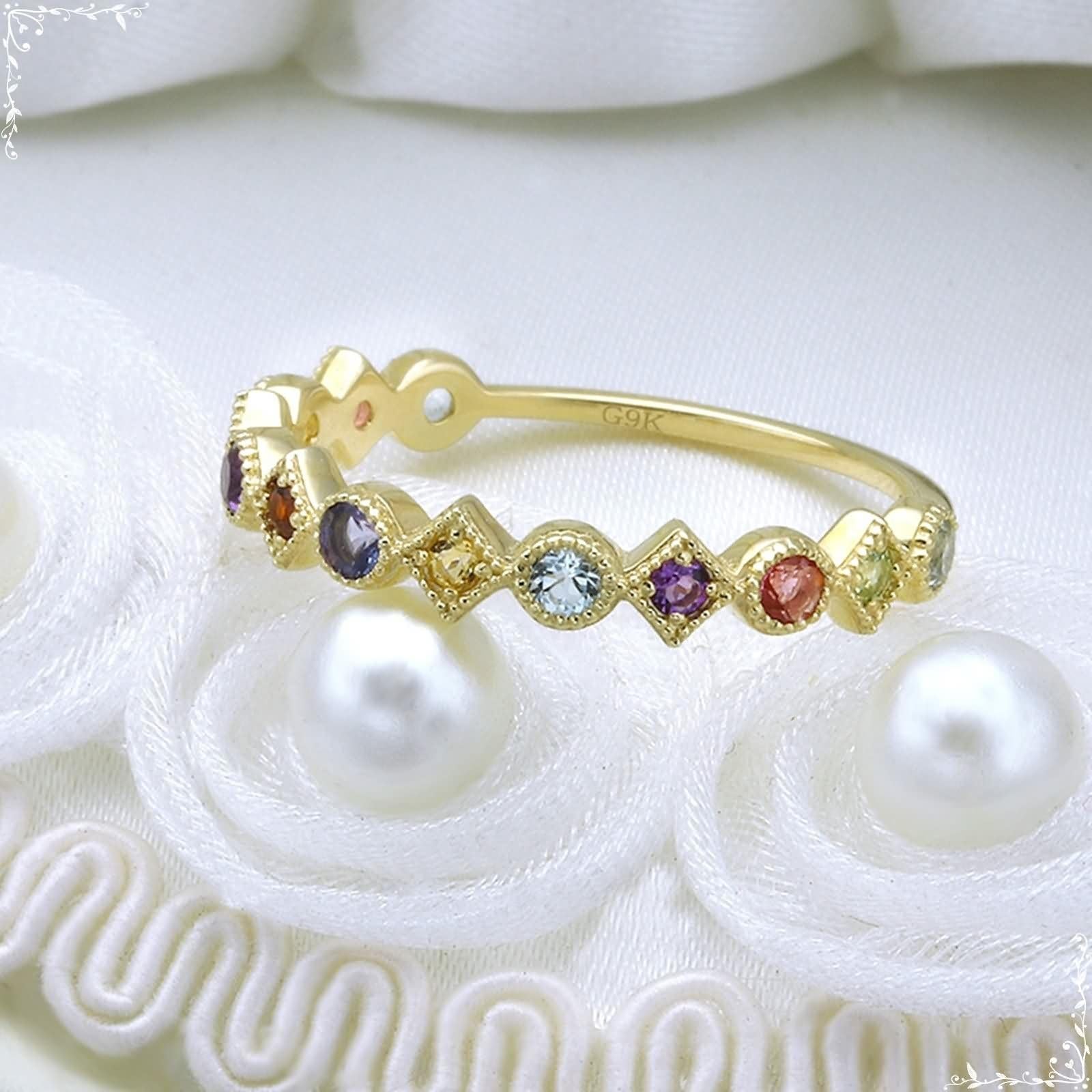 Beydodo Anillos Boda Oro Mujer 9 14 18 Kilates con Redondo con Cristal, Anillo Oro para Mujer Compromiso