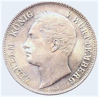 Superb Original 1845 Wurttemberg Germany Silver 1 Gulden Coin w King William! Rare in such High Grade!