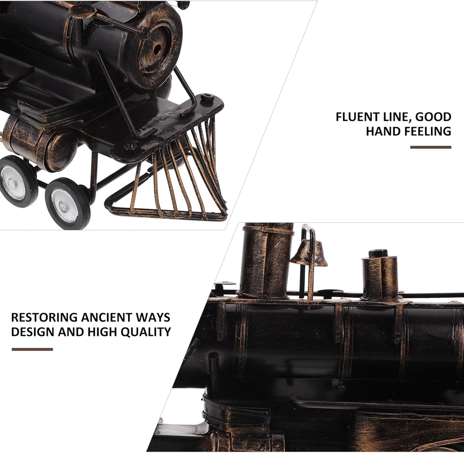 Vaguelly Alloy Steam Locomotive Model Vintage Desktop Adornment for Home Decor Photography Prop Retro Loco Sculpture