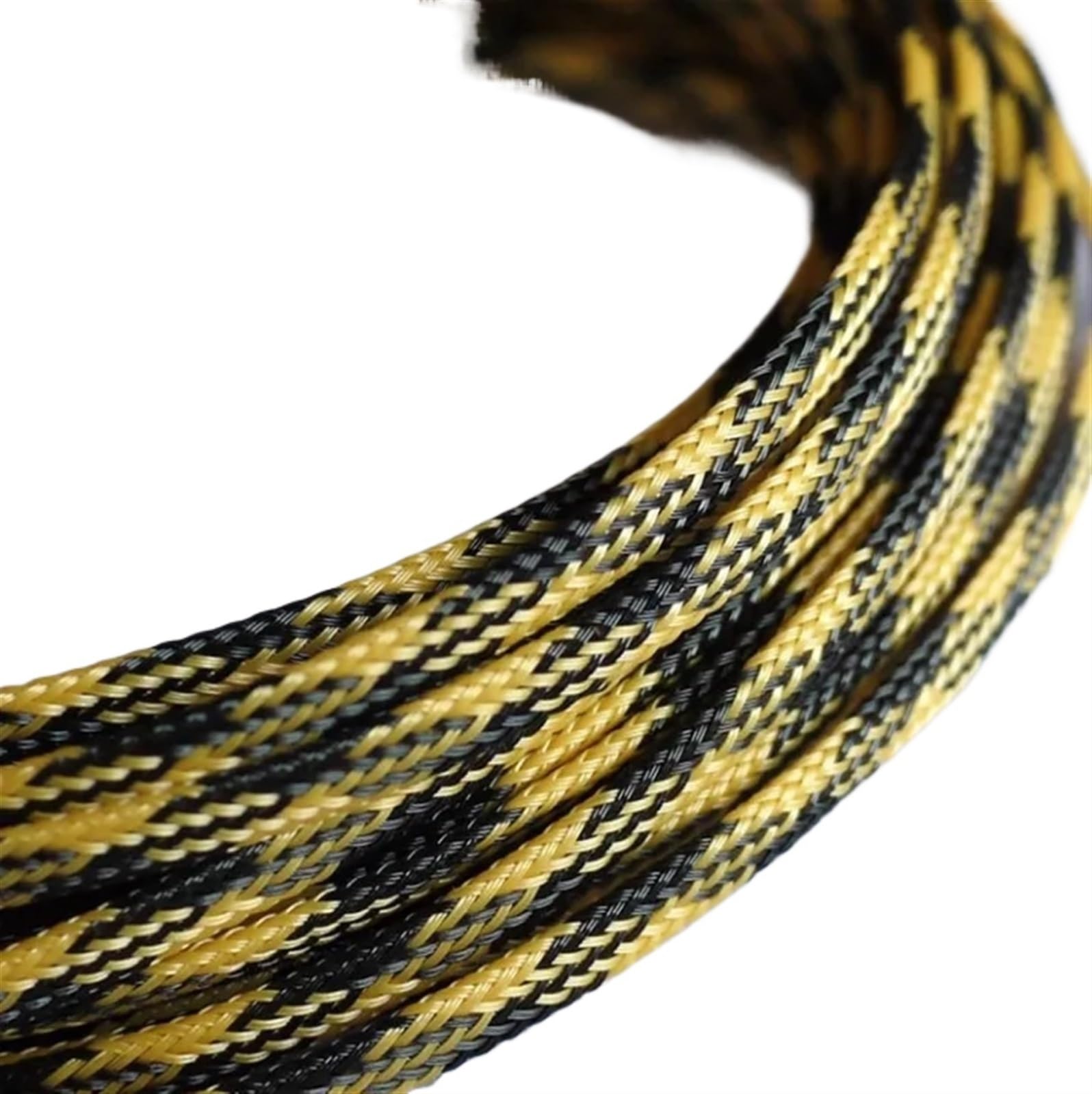 Gaine Cable Gaines Plates tressées Extensibles en Peau de Serpent for câbles 3,0 mm, 4, 6, 8, 10, 12, 16(Black Yellow,10MM,20 Meters)