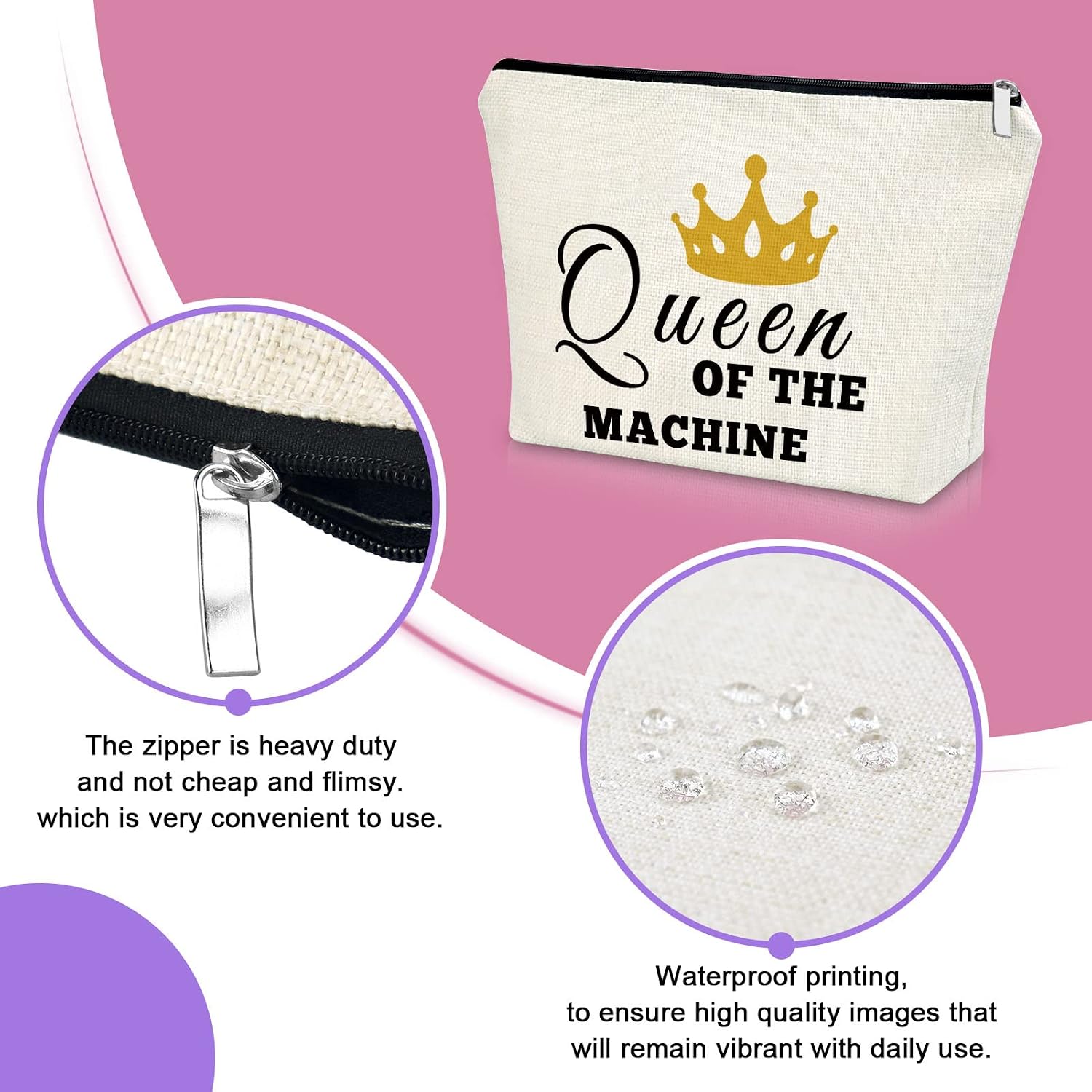Sazuwu Queen of the Machine Makeup Bag - Funny Gambler Cosmetic Bag Slot Machine Themed Gifts for Her Mom, Grandma, Birthday, Christmas, Retirement, Travel image 3