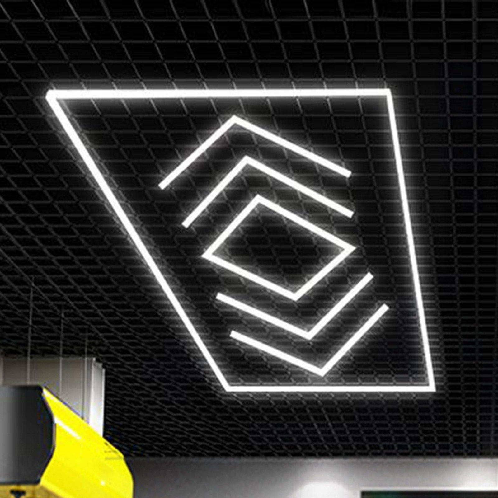Sufitowa sześciokątna lampa garażowa LED Honeycomb Detailing Car Auto Body Repair Myjnia samochodowa Warsztat Liniowa lampa rurowa z ramą,B