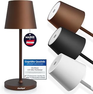 Dinner Light Mini - LED Table Lamp in Brown with USB C Rechargeable | with Powerful Battery, Light for Up to 48 Hours | Touch Lamp Dimmable for Indoor and Outdoor