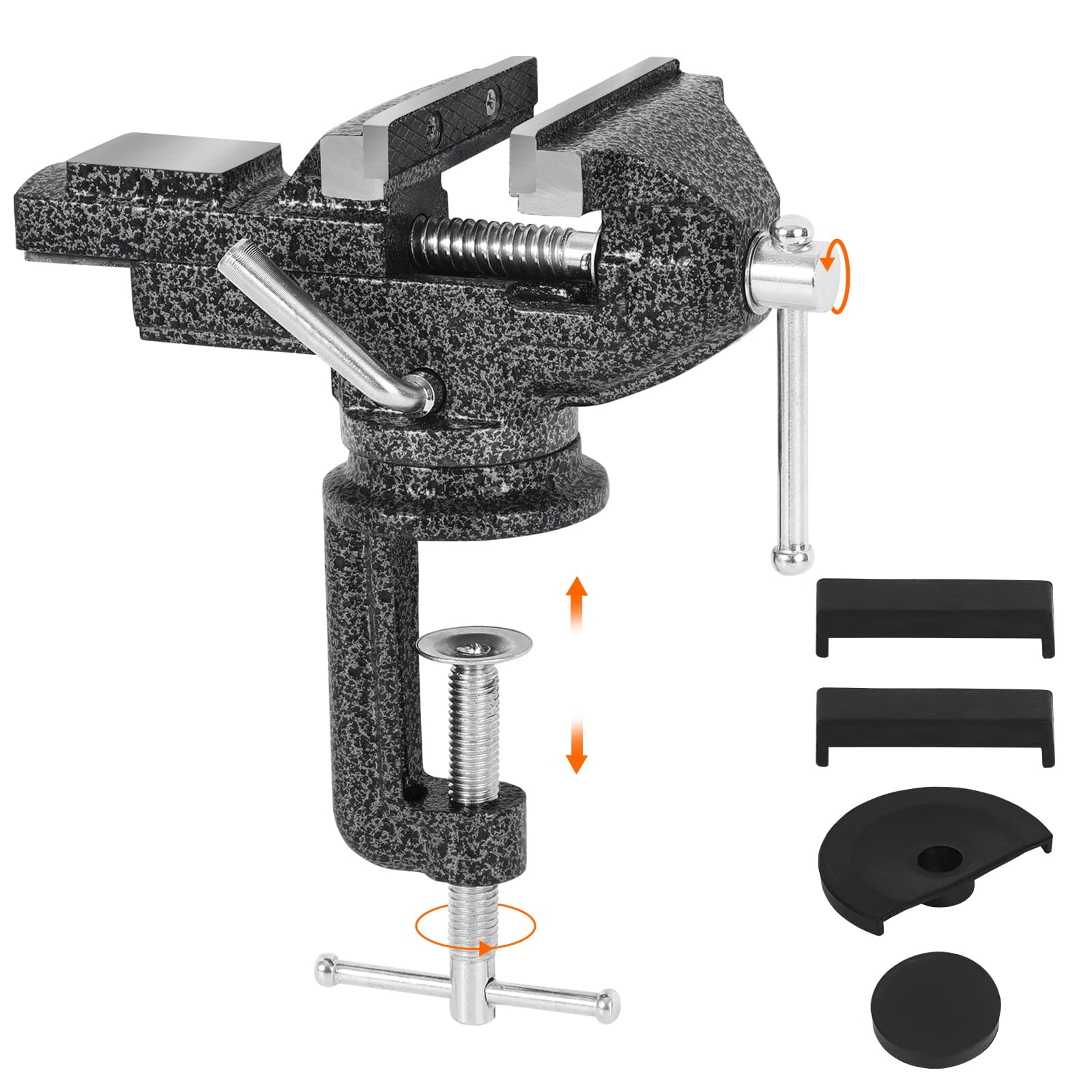 GOXAWEE Universal Bench Vise, 3.15 Inch Table Clamp, 360deg Swivel Base, Small Home Vice, Clamp-on Tool for Woodworking, Cutting Conduit, Small DIY Projects, Craft Creation, Sculpting and Modeling