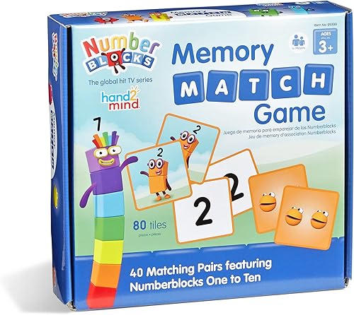 Miniatura 7 de hand2mind Numberblocks - Juego de cartas de memoria a juego, números para niños pequeños, juguetes de matemáticas de jardín de infantes, juguetes de