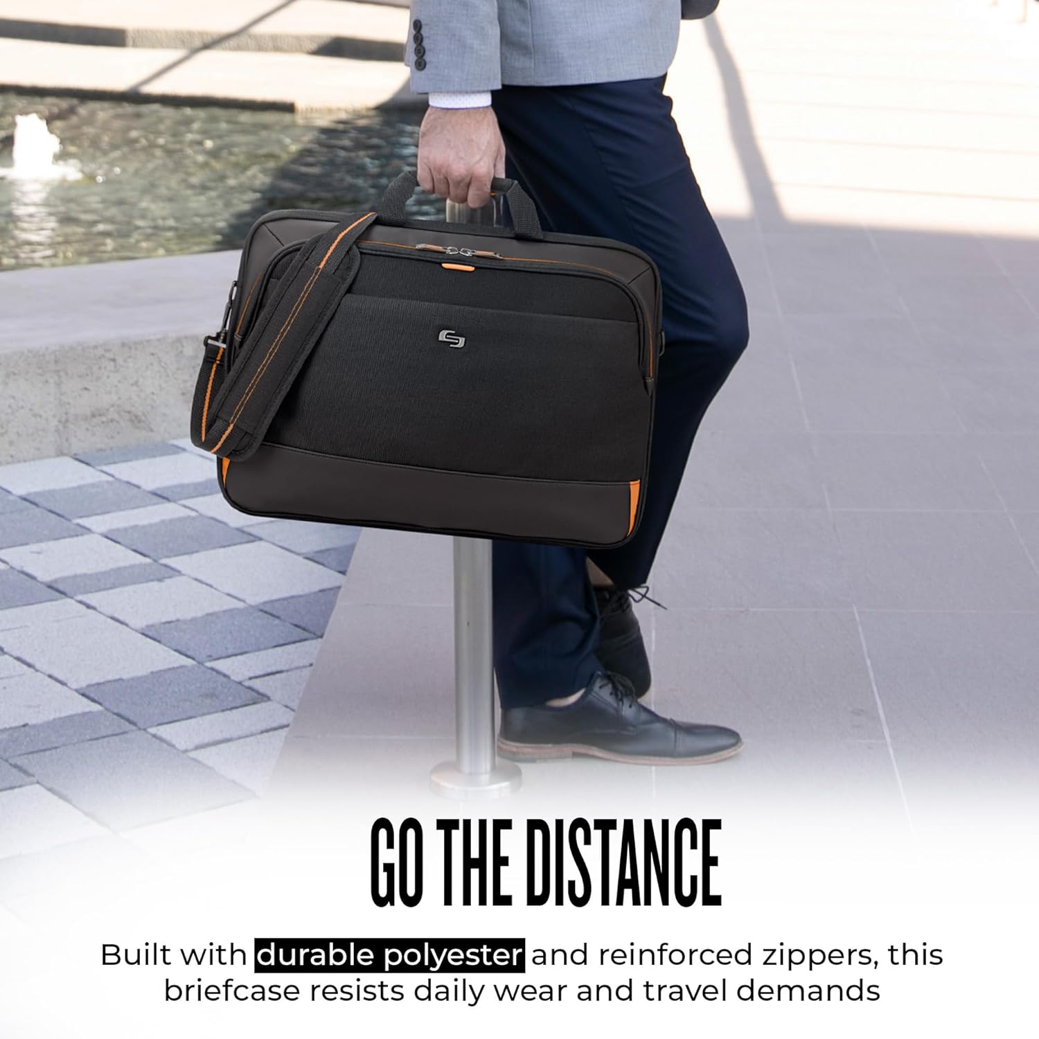 Solo New York Briefcase - Laptop Carrying Bag for Women & Men, Brief for Travel & Work, Internal Tablet Pocket, Adjustable Shoulder Strap, Fits 17.3" Computer - Focus, Black - Image 5