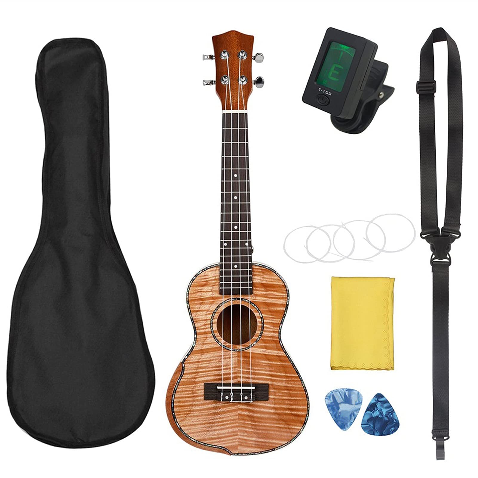 Ukulele koncertowe Początkujący Ukulele 23- calowy Hawajski Gitara Instrument Muzyczny 4 Struny Mahoniowe Koncert Akustyczny Ukulele Ogon Na Paznokcie Gitara (Color : Ukulele Set)