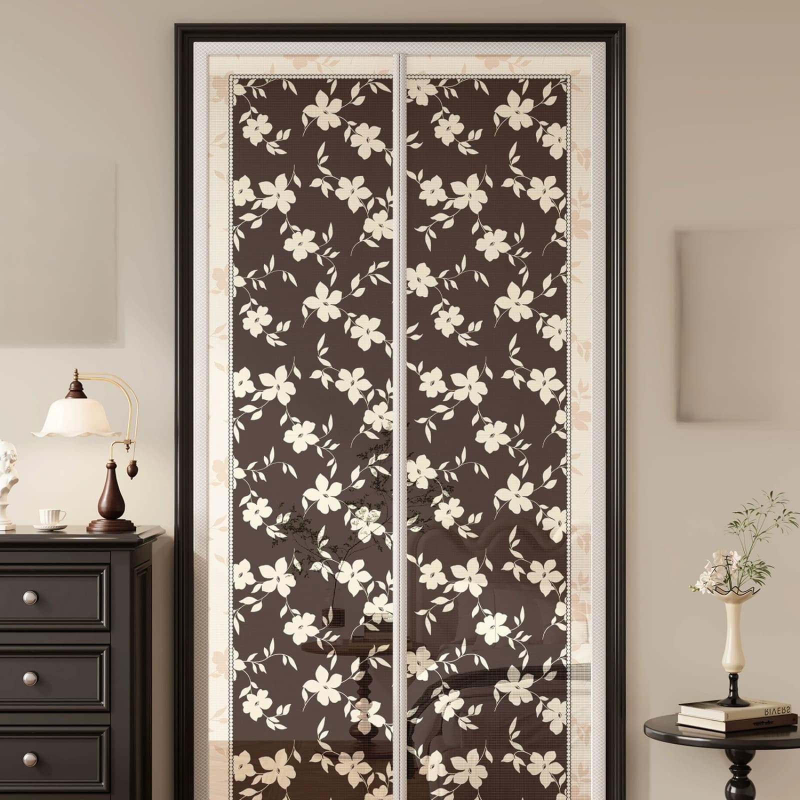 Moustiquaire porte magnétique motif fleur au design soigné et robuste