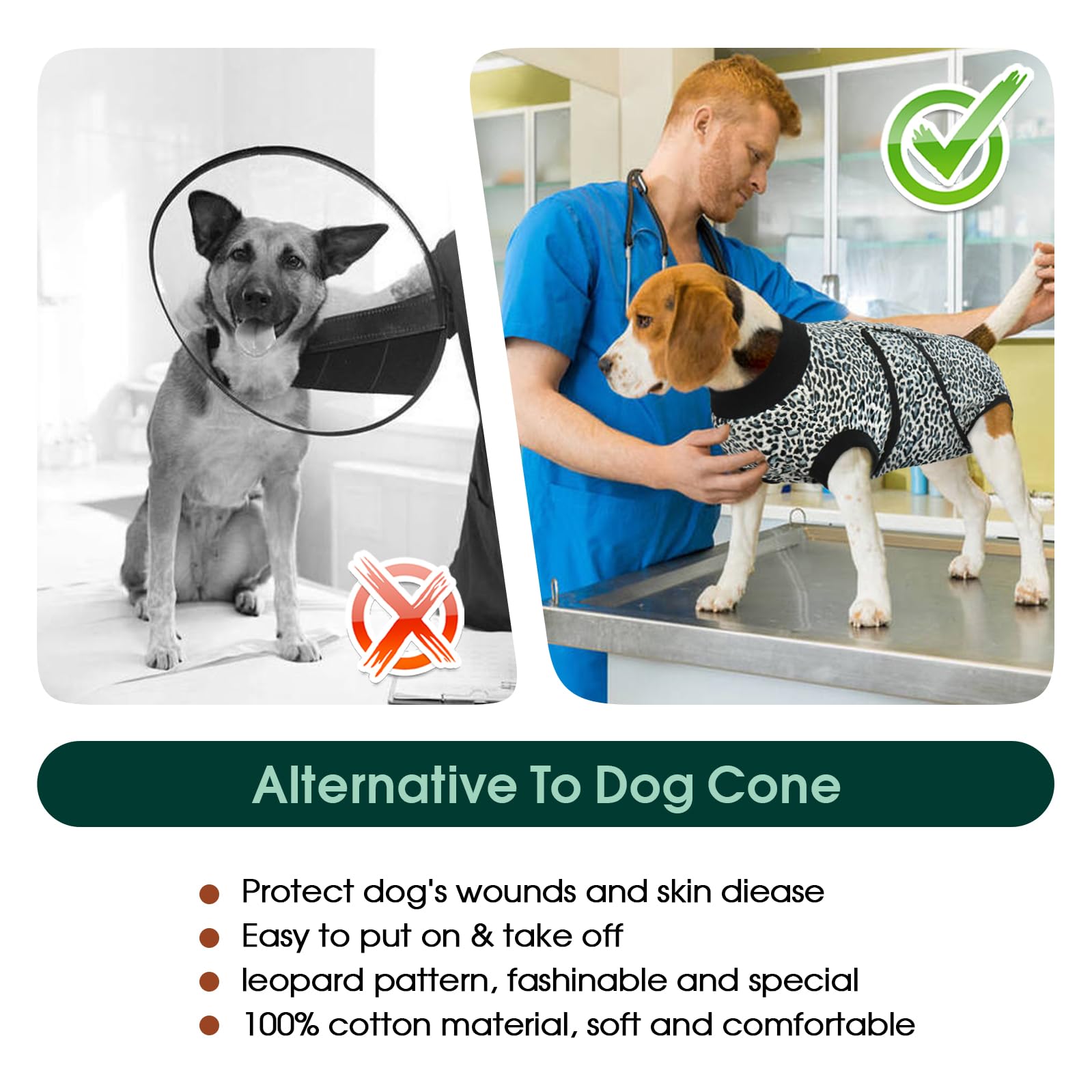 Kusser Body anti-léchage pour chien après opération - Body respirant pour et mâle, alternative au collier élisabéthain