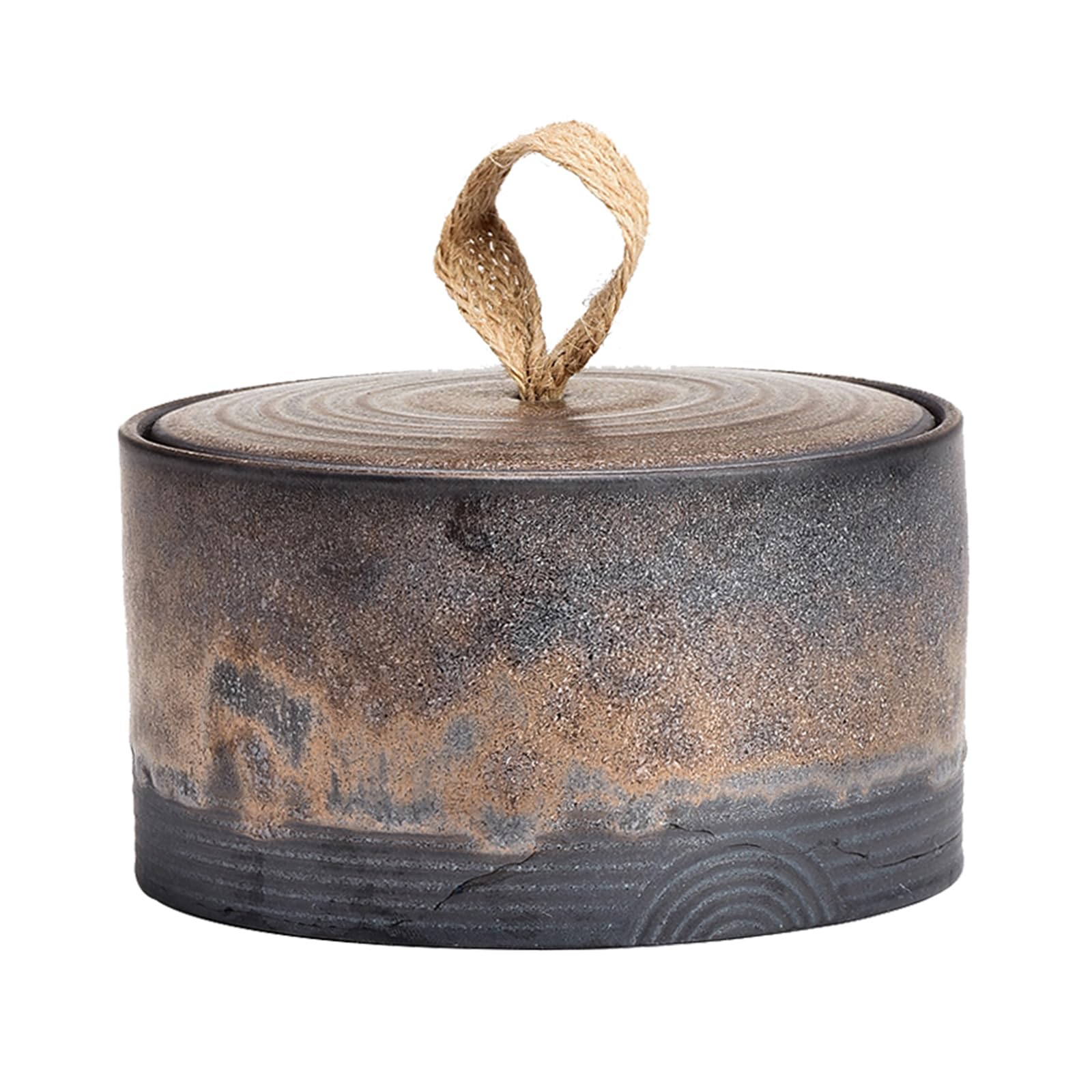 Retro ceramic storage jar - multifunctional jar for tea, coffee, and sugar - decorated kitchen container with lid (B)