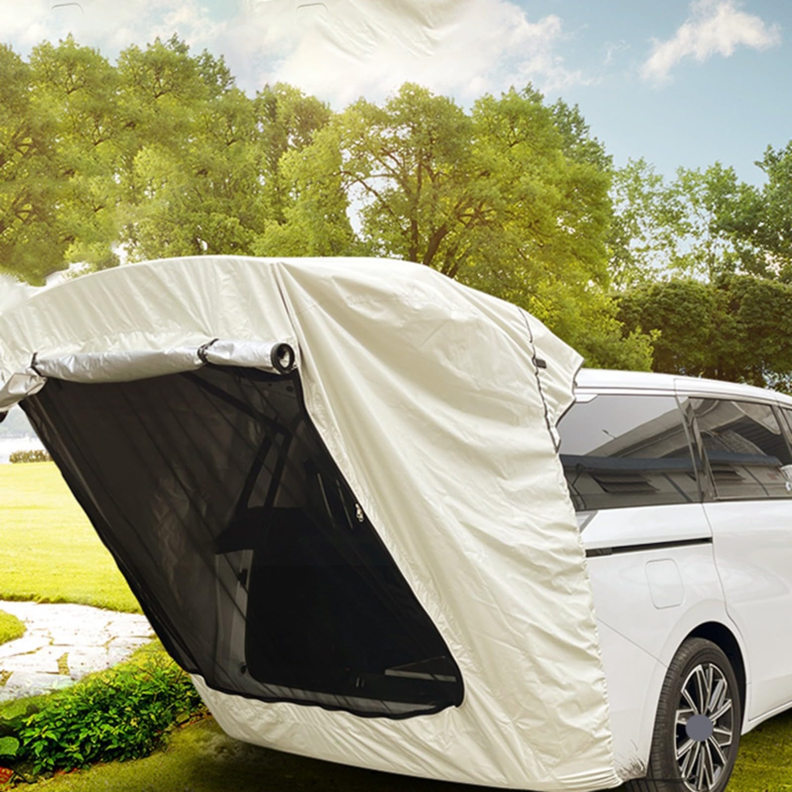 Tenda posteriore Minivan MPV portellone parasole impermeabile UV per protezione campeggio (MPV-standard bianco)