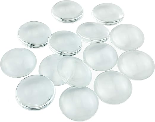 HoneyToys 100 Pieces 30mm Transparent Glass cabochons, Clear Glass Dome cabochon, Non-calibrated Round 1.18 inch/30mm for Photo Pendant Craft Jewelry Making