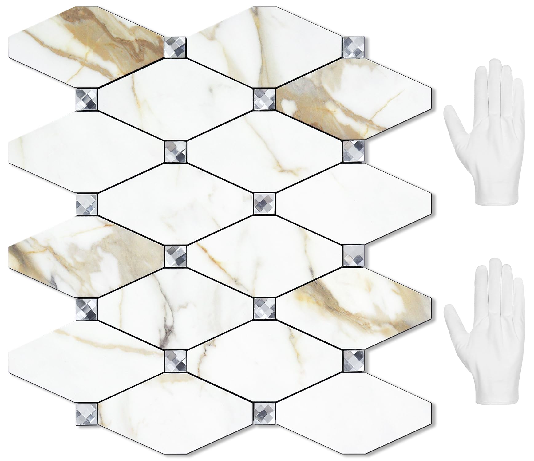 STICKGOO 10 Sheets Peel and Stick Backsplash, Calacatta Golden