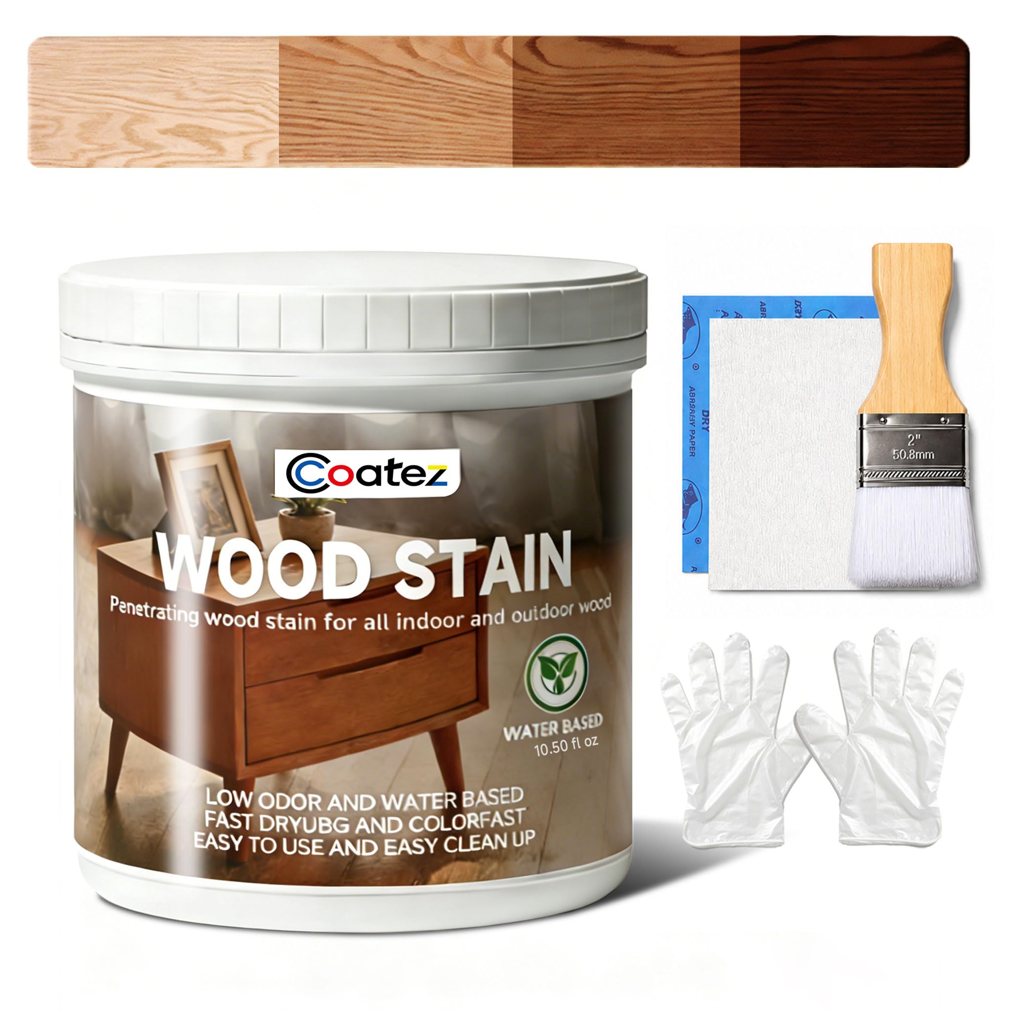 COATEZ Water Based Wood Stain and Sealer in One, 10.50 Oz, Brown Walnut