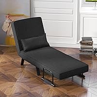 Vista 4 de KOMFOTT Sofá cama convertible 4 en 1 plegable con respaldo ajustable de 6 posiciones, tumbona tapizada con almohada extraíble, sofá reclinable