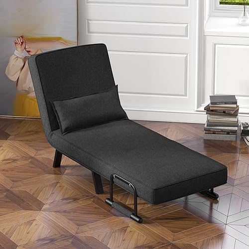 Miniatura 4 de KOMFOTT Sofá cama convertible 4 en 1 plegable con respaldo ajustable de 6 posiciones, tumbona tapizada con almohada extraíble, sofá reclinable de