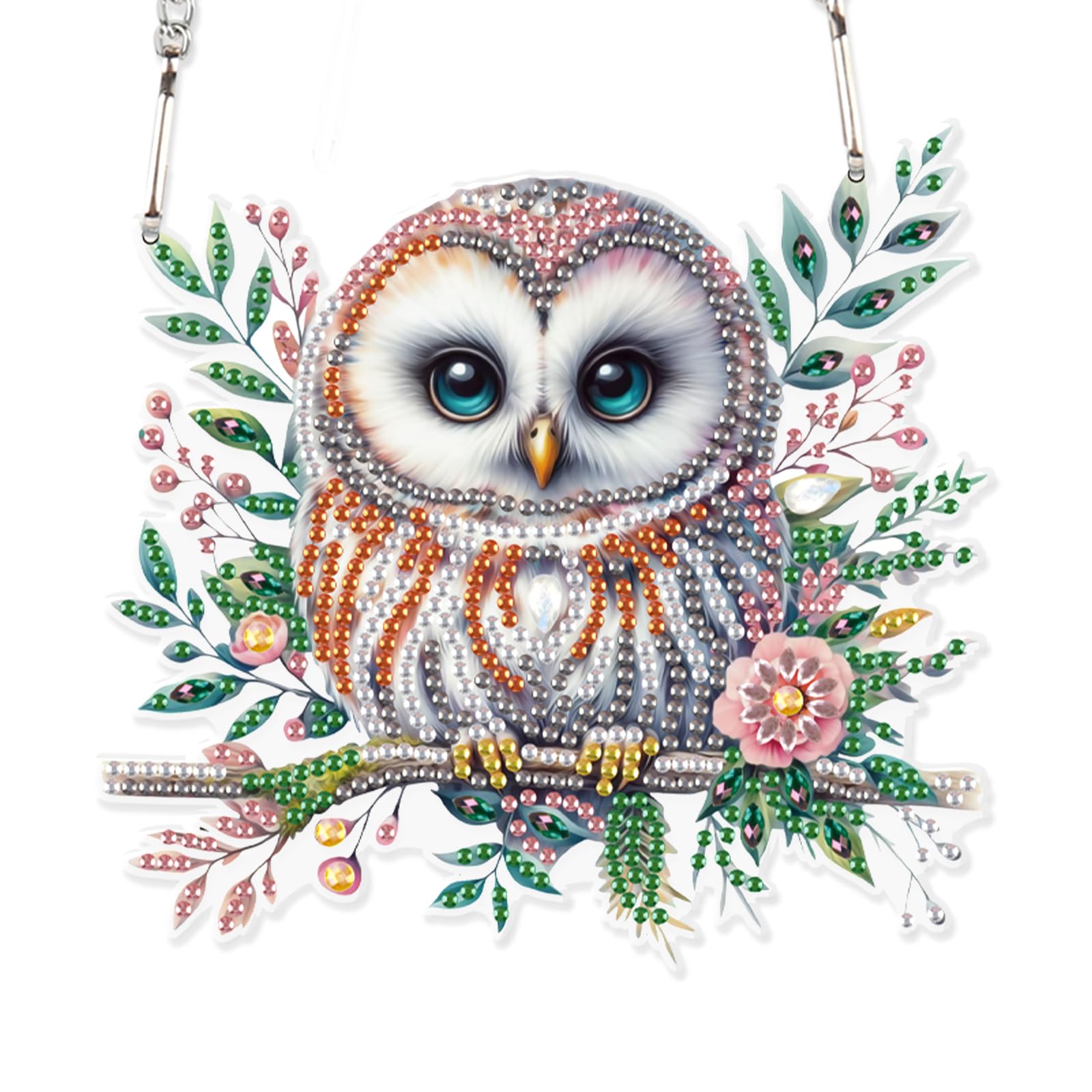 AiYuanzsh Diamond Art Painting Kits Hanging Pendant, Animal Owl Diamond Art Hanging Sign DIY Special Shaped Crystal Pendant Ornaments for Door Wall Window Home Xmas Halloween Decor
