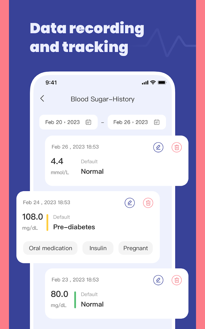 Blood Sugar Diabetes Tracker - Pressure Tracking - My Diary Logs - Log ...