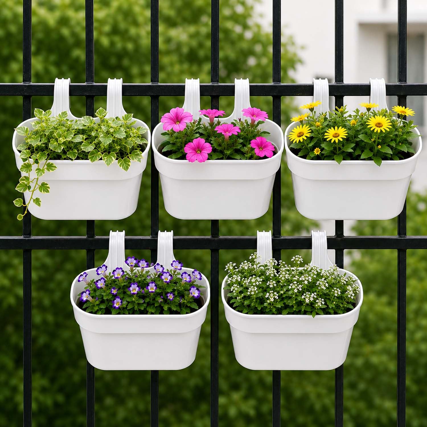 Go Hooked Railing Planters - 3 Hanging Flower Pots -14 Go Hooked Railing Planters - 3 Hanging Flower Pots -14