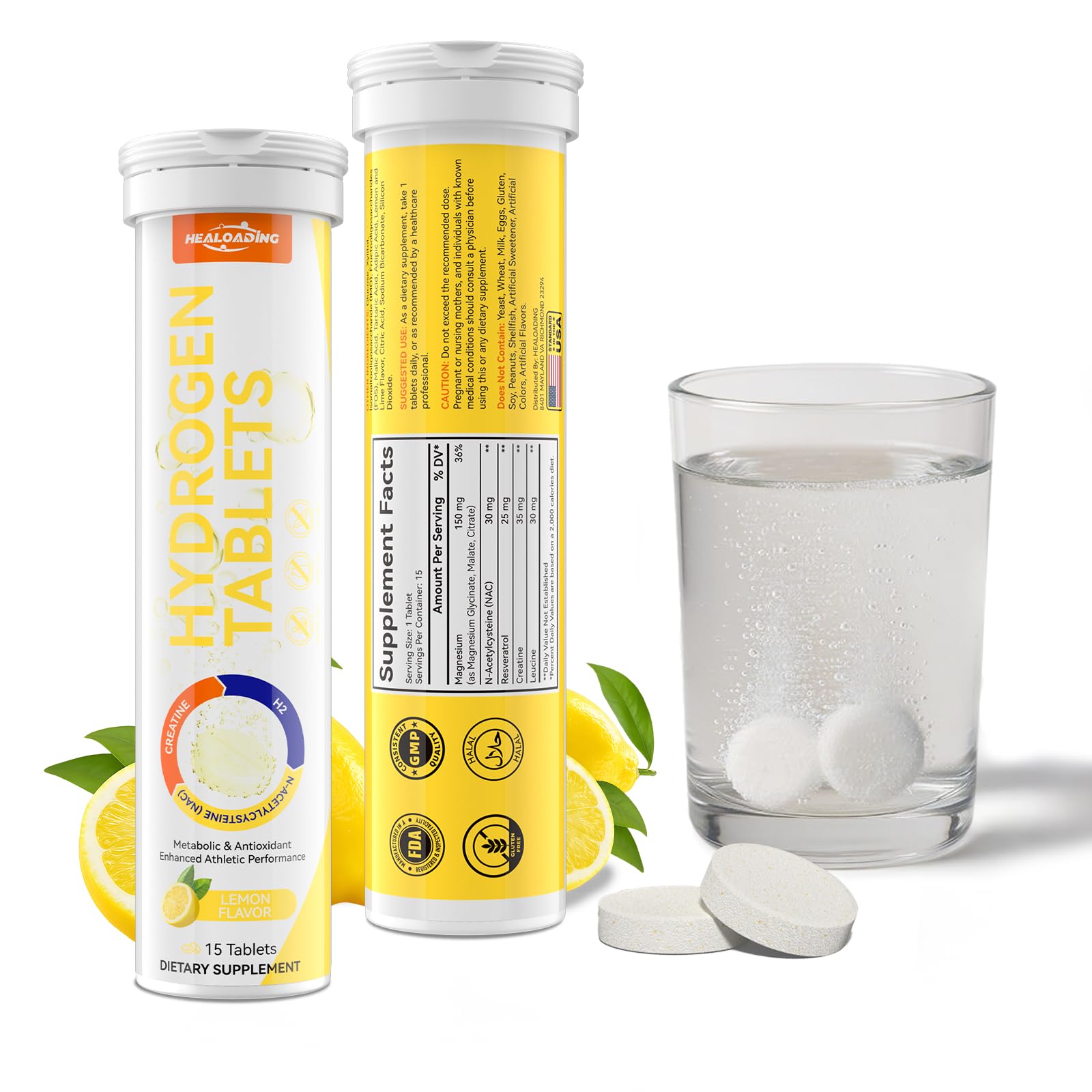 Hydrogen Water Tablets with Magnesium: 12.4PPM Molecular Hydrogen Supplement for Adult High Concentration H2 Tablets - Supports Energy, Hydration & Antioxidant Defense