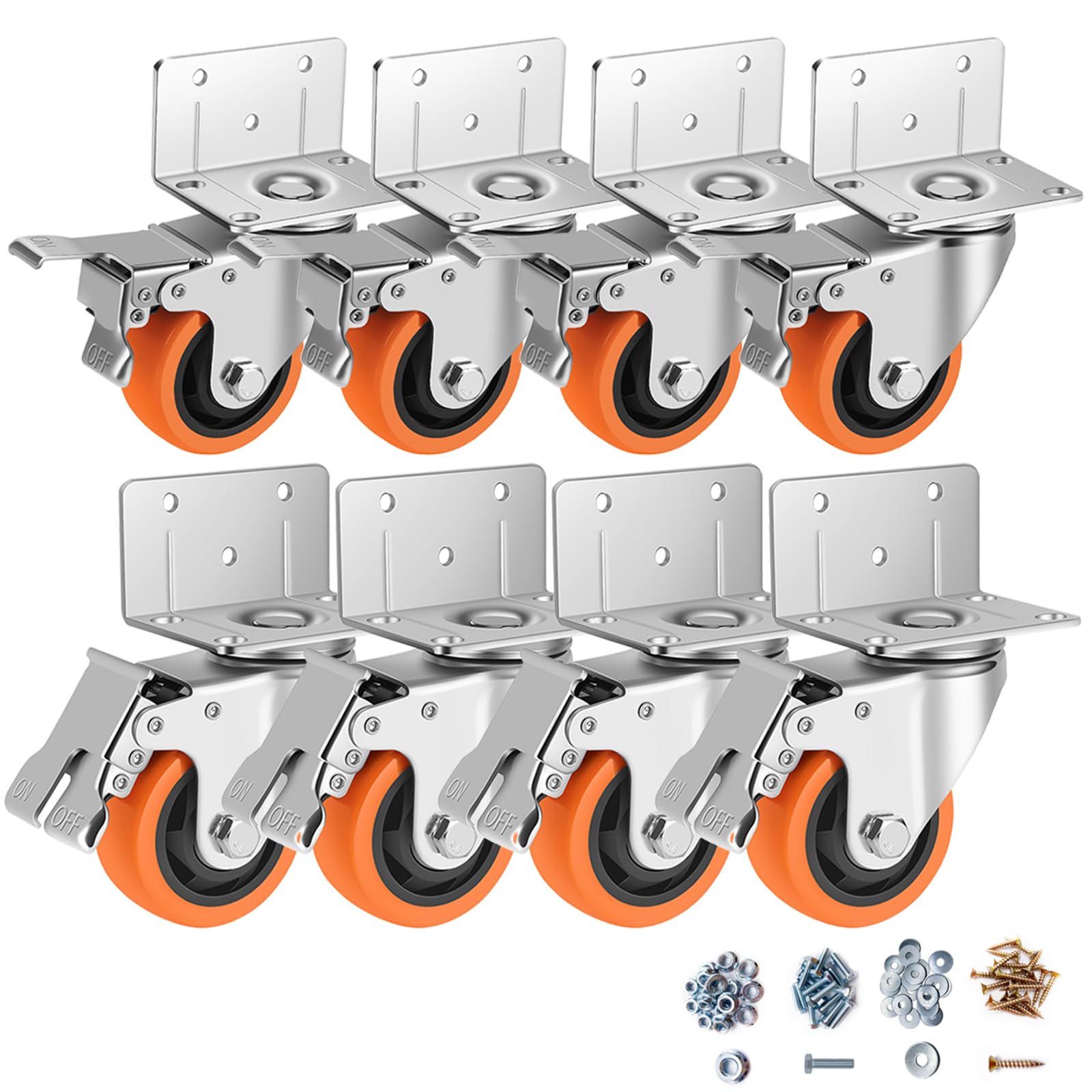 Heavy Duty Caster Wheels with Brake - Set of 4 -16