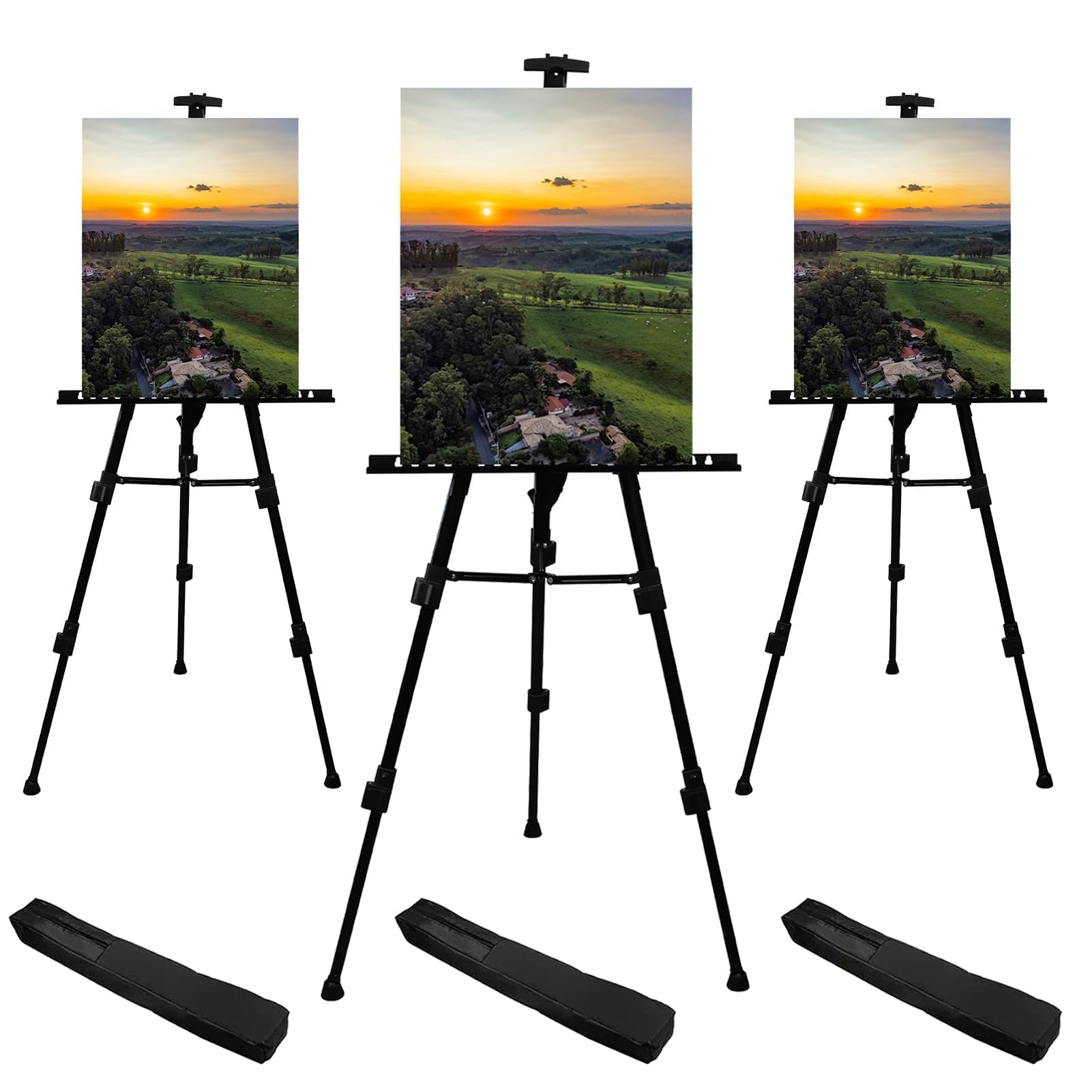 RRFTOK Black 3 Pack 21-66 Inch Art Easel Stand for Painting and Sign