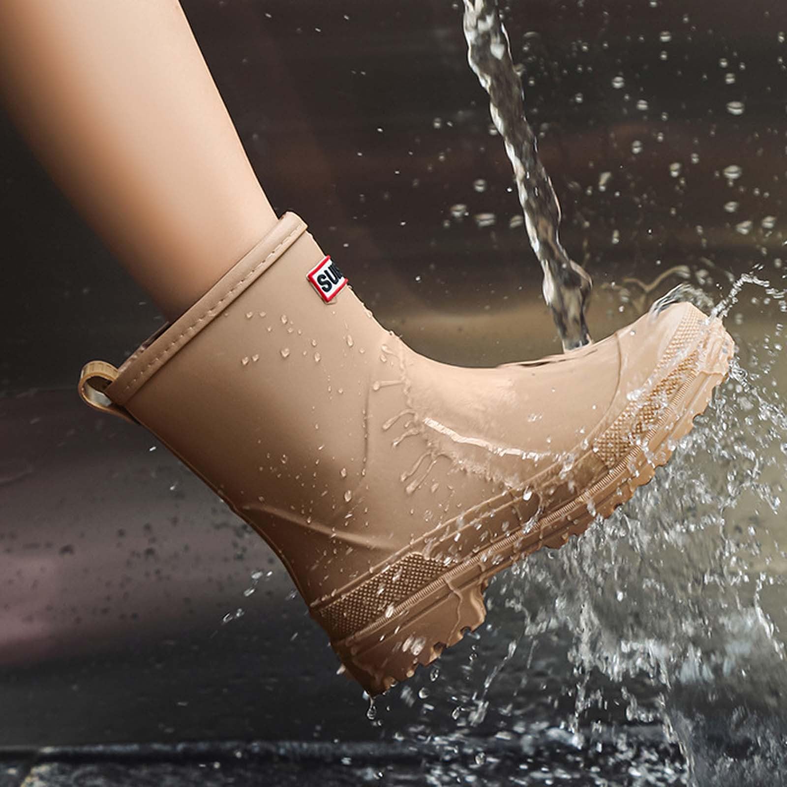 Botas de goma para mujer, forradas, botas de lluvia de media altura, botines de invierno, botines para el tobillo, botas de lluvia, botas de jardín, impermeables, zapatos de trabajo, zapatos