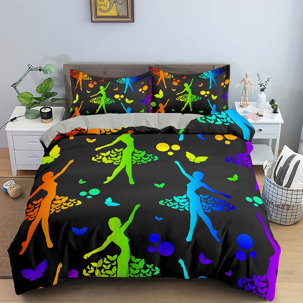 Housse de couette 90x190 avec fermeture éclair pour lit enfant ballerine