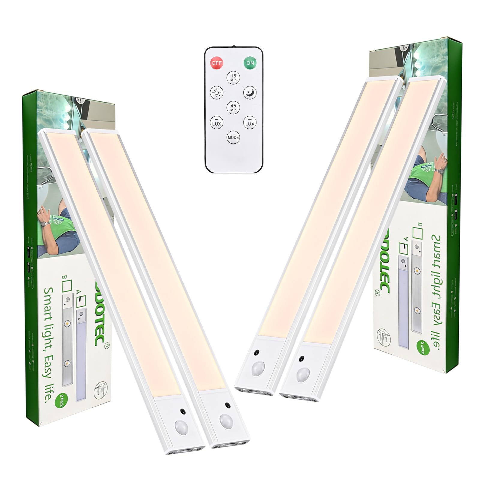 Photo 1 of *See Clerk Notes* leddotec 12 inch Under Cabinet Lighting 4 Pack, Wireless Motion Sensor LED Closet Light with Remote, USB-C Rechargeable, 3 Color Temperatures, Magnetic Mount for Kitchen Pantry Wardrobe Counter