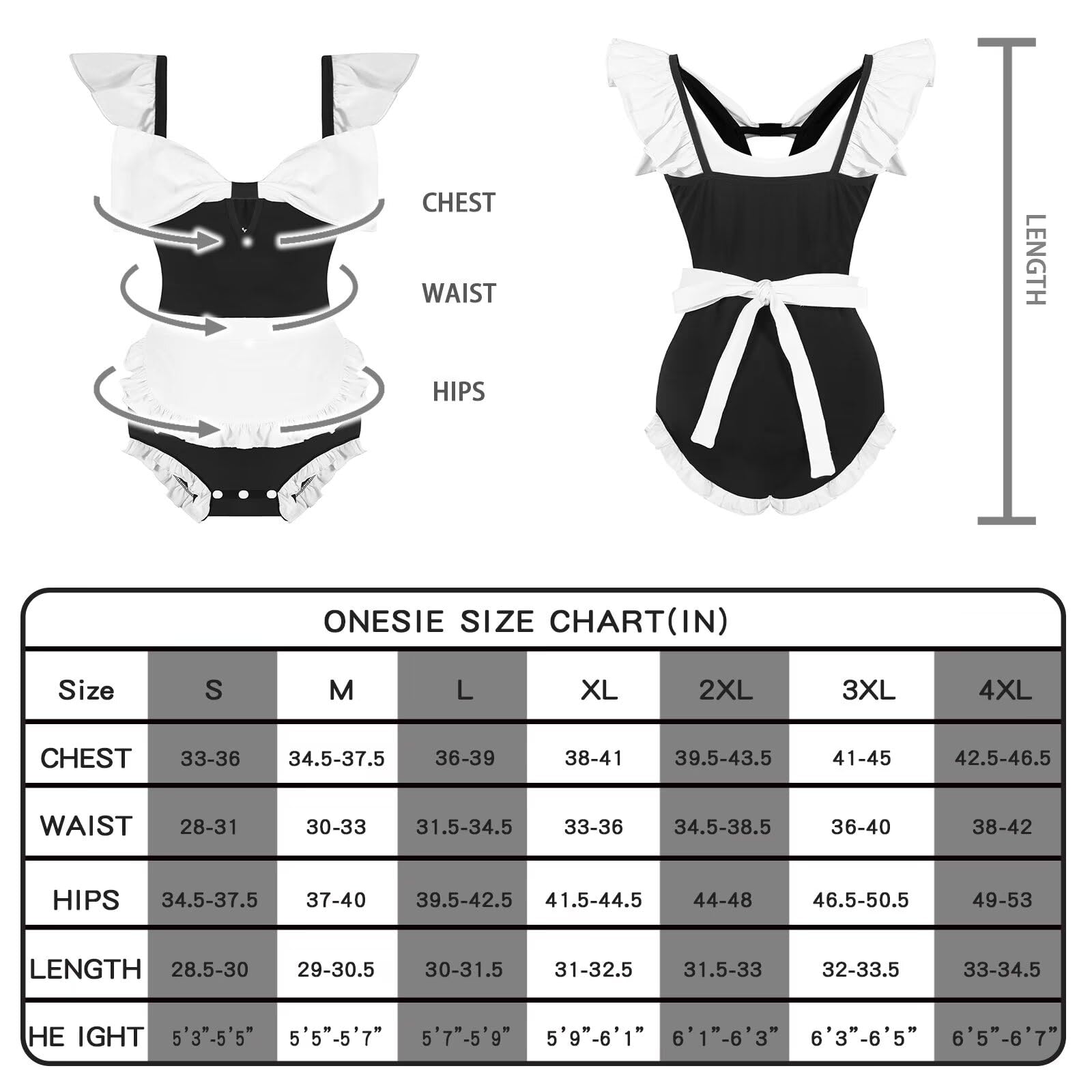 Landofgenie Tuta intera da donna con spalle scoperte con volant a maniche corte cosplay pigiama tuta