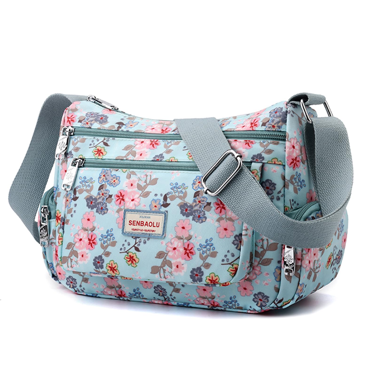 Wafybsre Shoulder Bags for Women Nylon Crossbody Bags Waterproof Lightweight Messenger Purses and Handbags (Little pink flower)