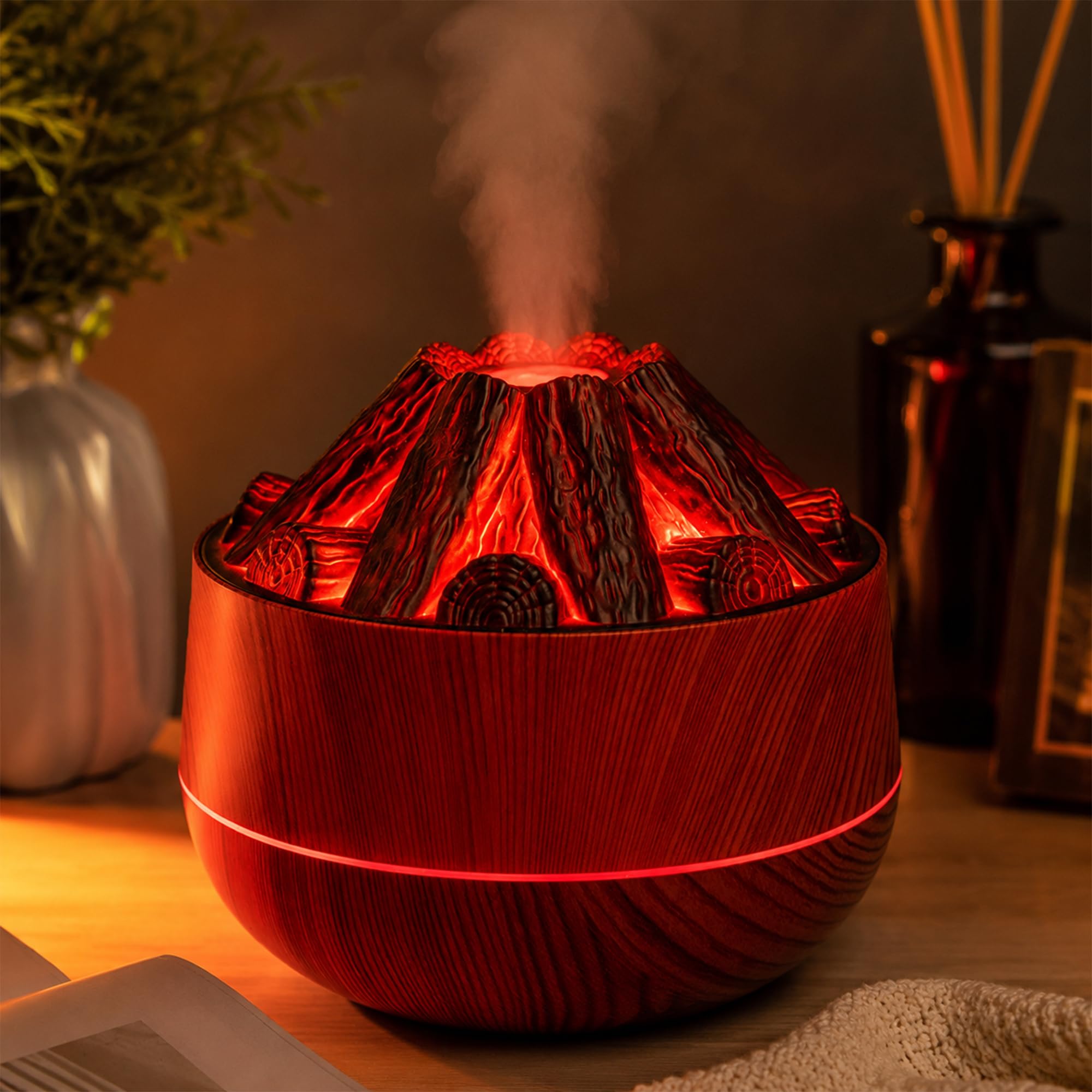 Flame Humidifier with Aroma Mist Diffuser Effect | Simulated Charcoal Fire Humidifier for Home Décor | Mini Bonfire Diffuser Air Flame Aroma Machine-image-19