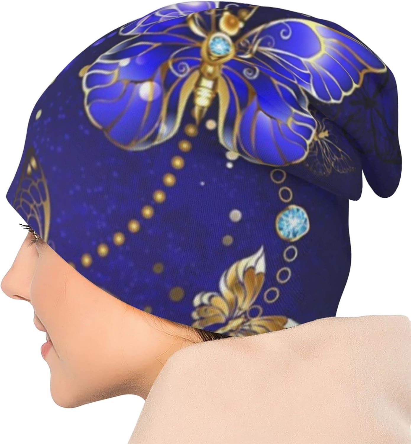 Butterfly Pattern Beanie Chemo Hat Cancer Headwear Knitted Hats Baggy Slouchy Scarf Cap for Adults Women Men - Image 6