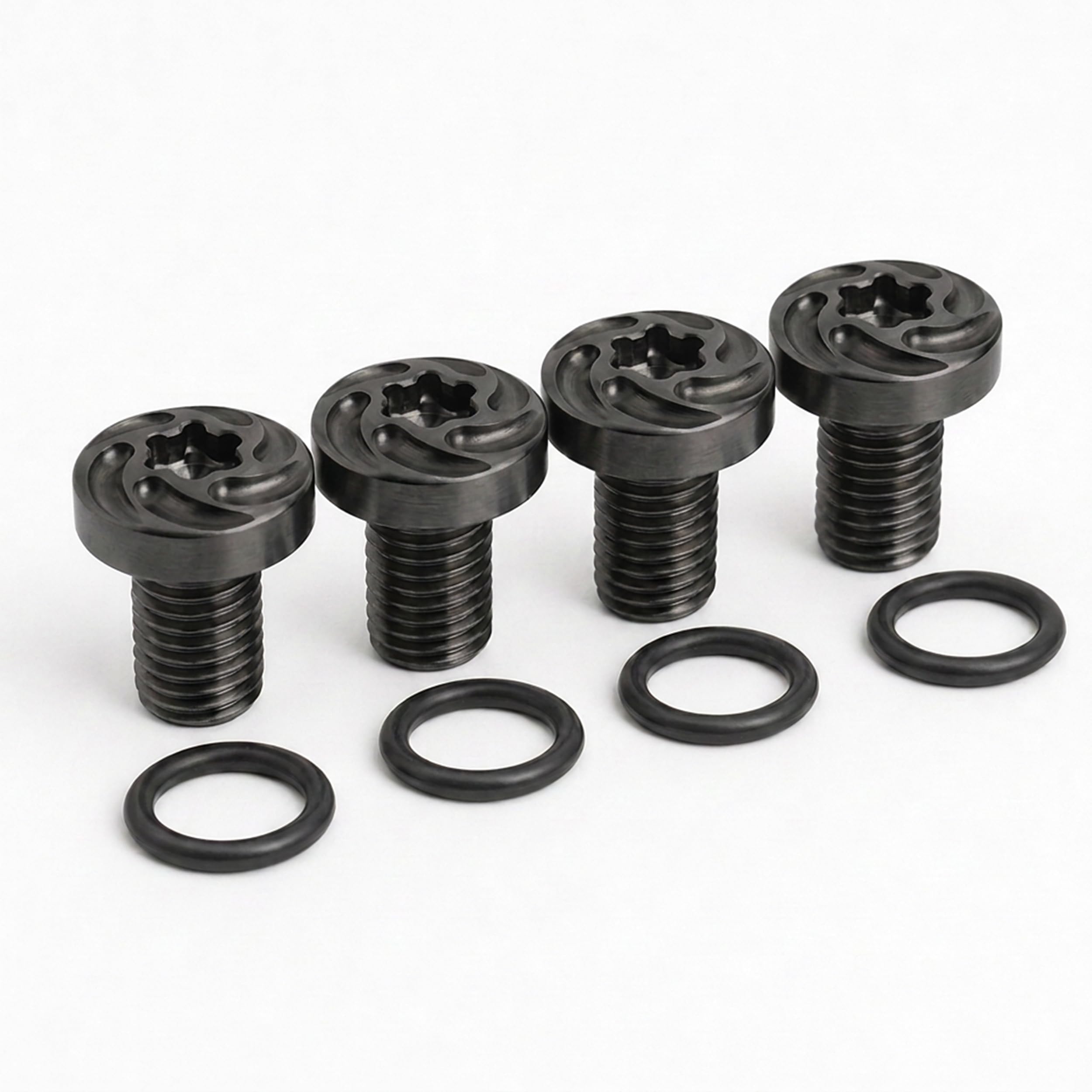 Challis 1911 Grip Screws & O-Rings, Whorl, Black, Pack of 4