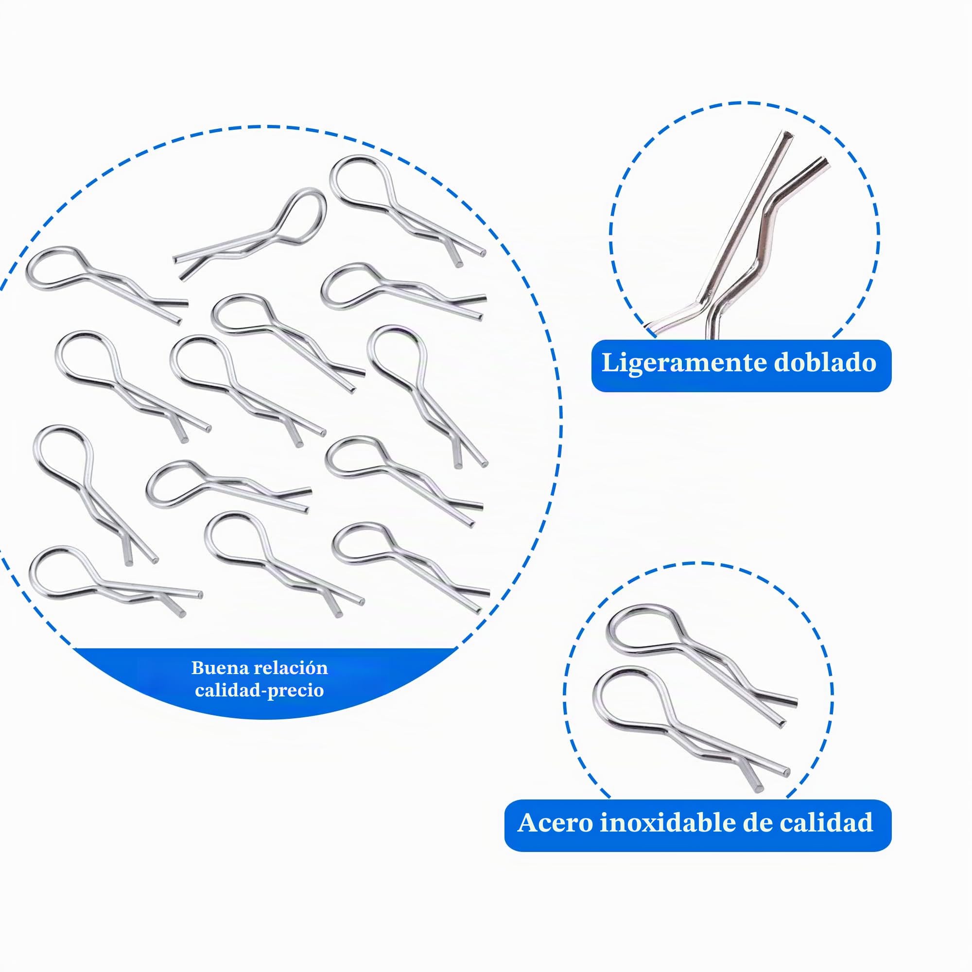 50 Pièces Clips de Fil Métallique, En acier Inoxydable, Clips de Fil de