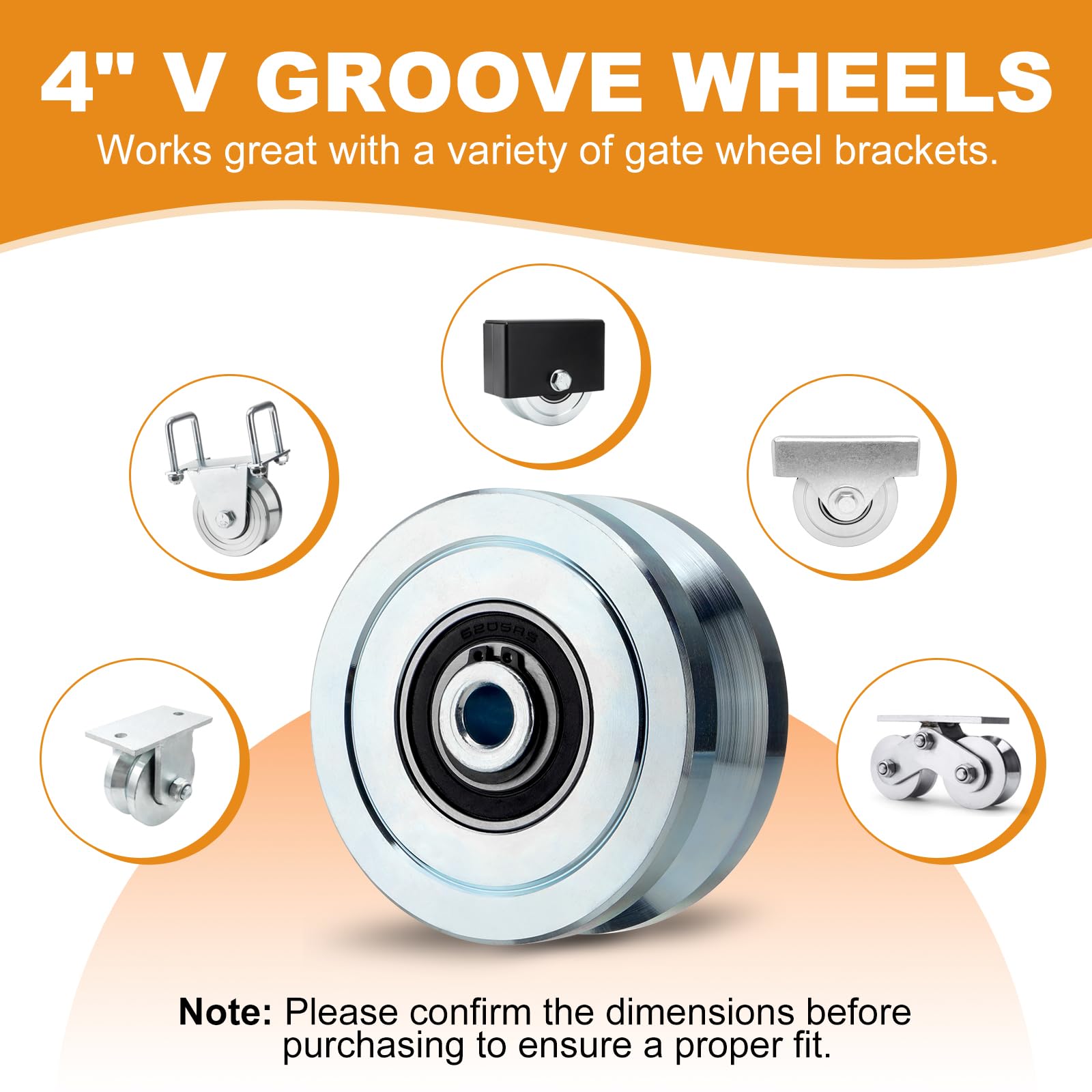 4" V Groove Gate Wheels, 3000LBS Solid Sliding V Groove Wheels — Amazon image 6