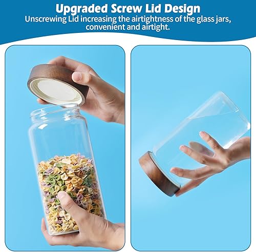 Miniatura 4 de Tarro de vidrio con tapa superior de rosca, tarros de vidrio de borosilicato de 37 onzas, recipientes de condimentos para cocina, recipientes de