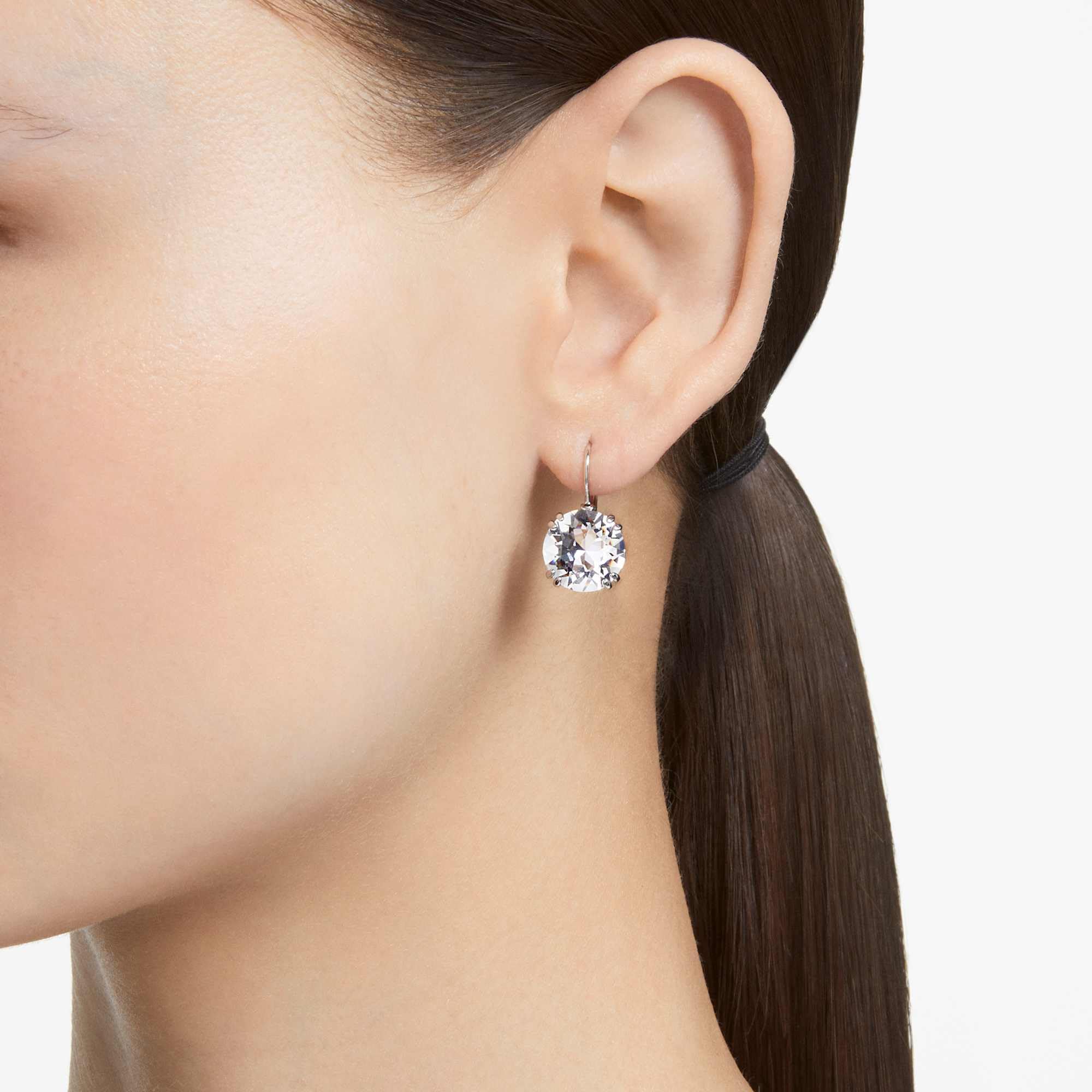 Swarovski Millenia Kollektion Tropfenohrringe, Rundschliff, Weiß, Rhodiniert