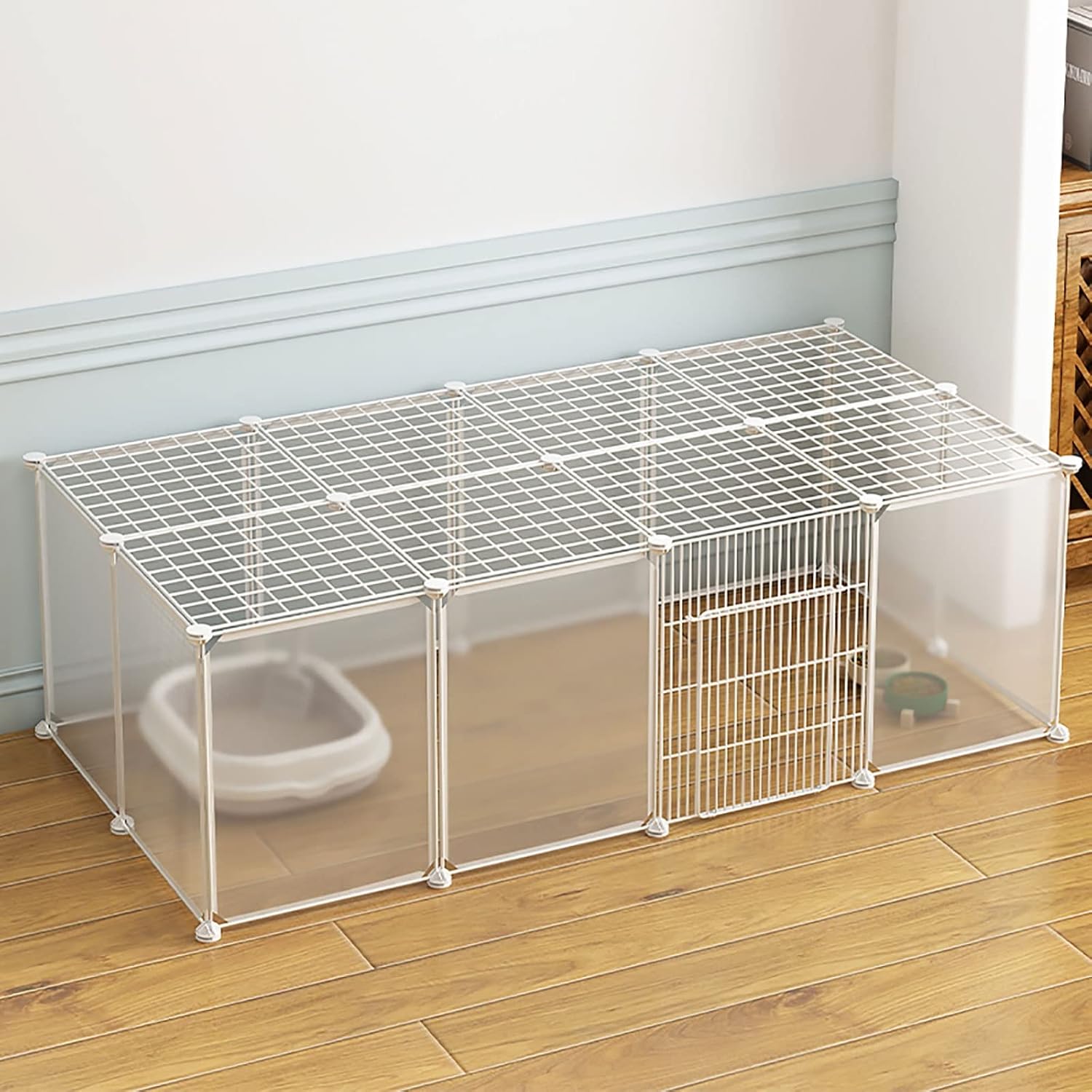 Pet Cages Indoor Enclosure Detachable Metal Wire Kennels Crate Large Extra Exercise Place Cage，Large Indoor Cat Playpen & Ferret Cage - Easy Clean Cat Enclosure & Dog Crate for 1-3 Cats (147