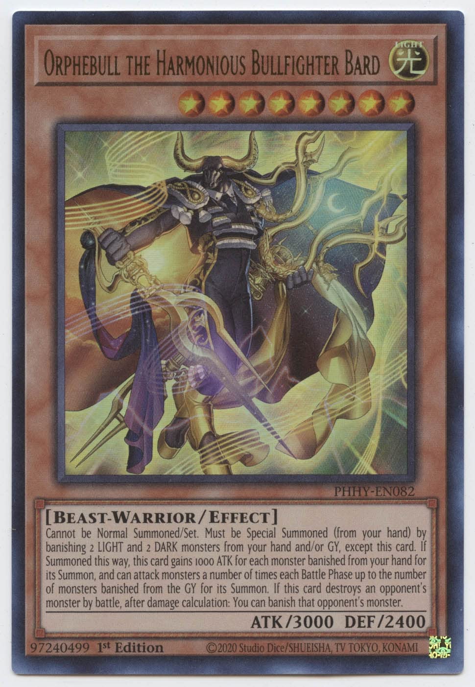 Orphebull The Harmonious Bullfighter Bard - PHHY-EN082 - Ultra Rare - 1st Edition