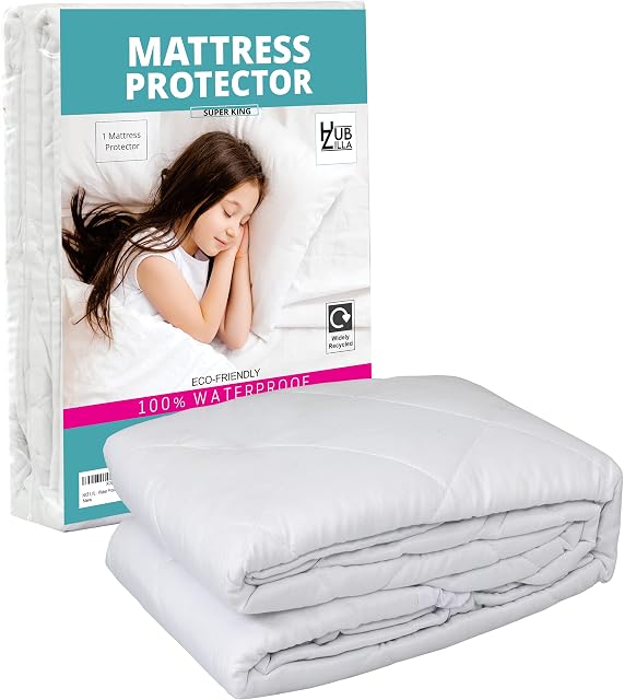 Waterproof Mattress Protector Super King Size - White  180 x 200 x 40 CM Extra Deep Quilted Super King Mattress Protectors - Mattress Cover with Breathable Padding & 360° Elasticized Belt