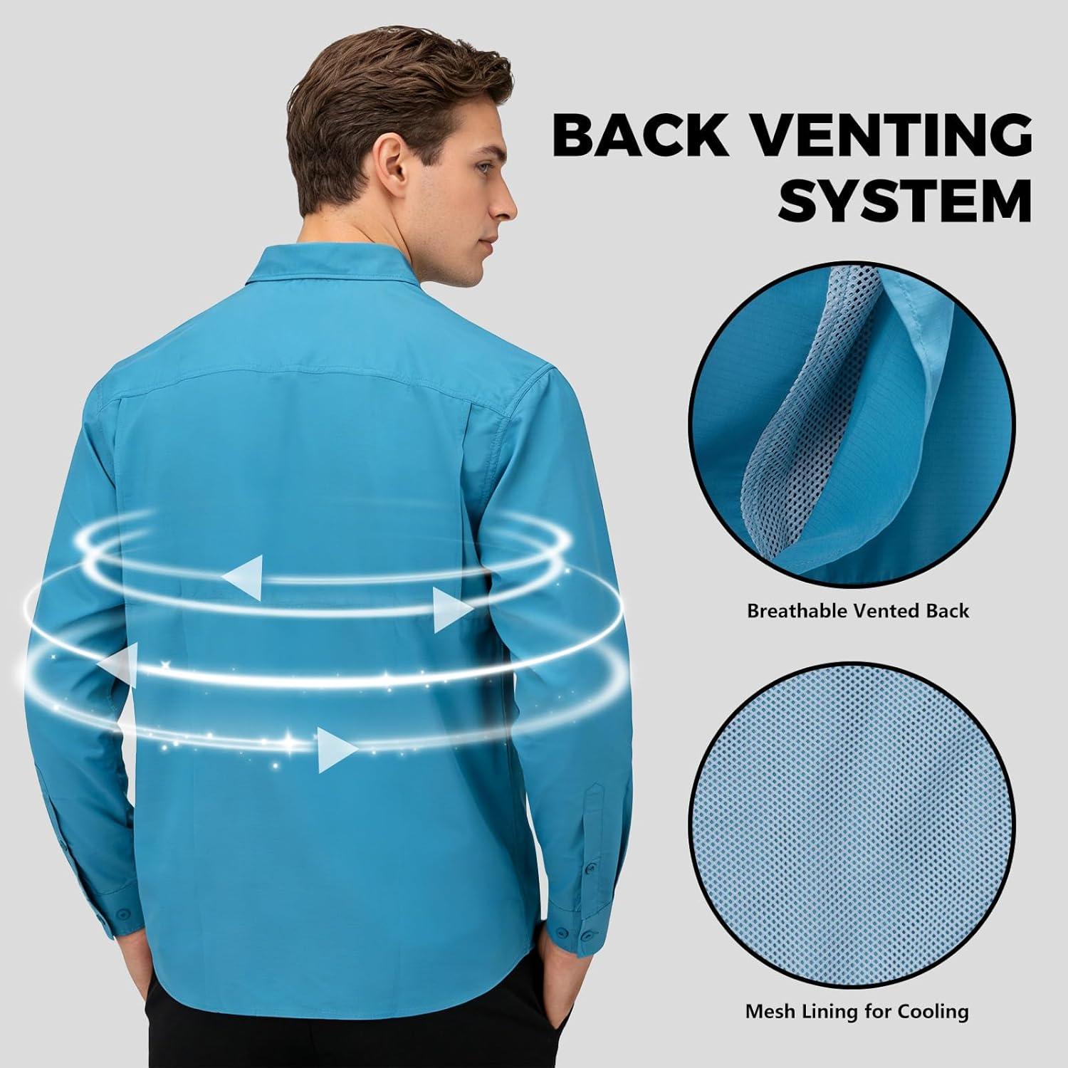 Men's Fishing Shirts Sun Protection UPF 50+ Quick Dry Cooling Button Down Work Shirts for Safari Travel - Image 4