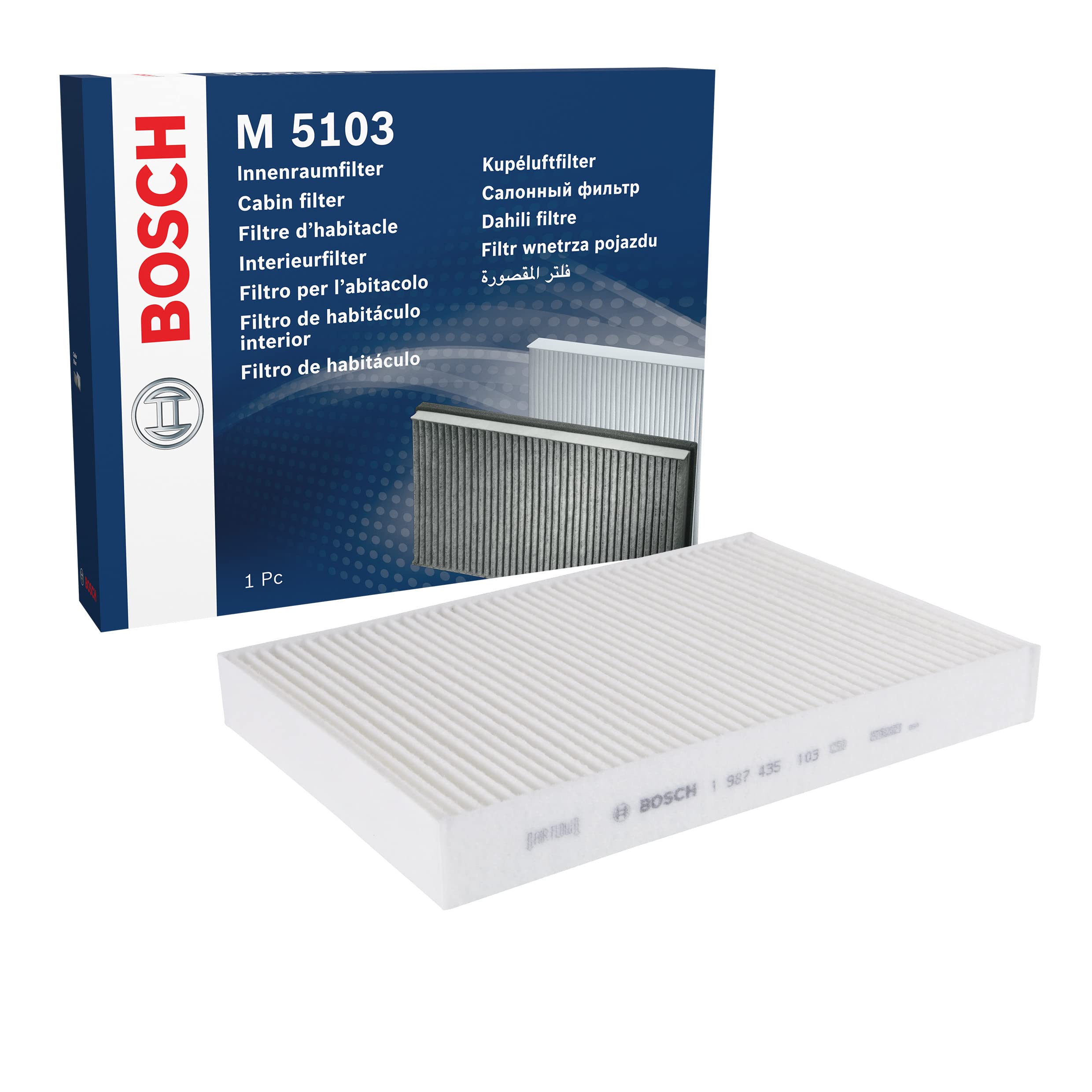 Bosch M5103 Standard Cabin Filter, Replacement Filter - Filters Pollen and Dust for Cleaner Air Inside the Vehicle