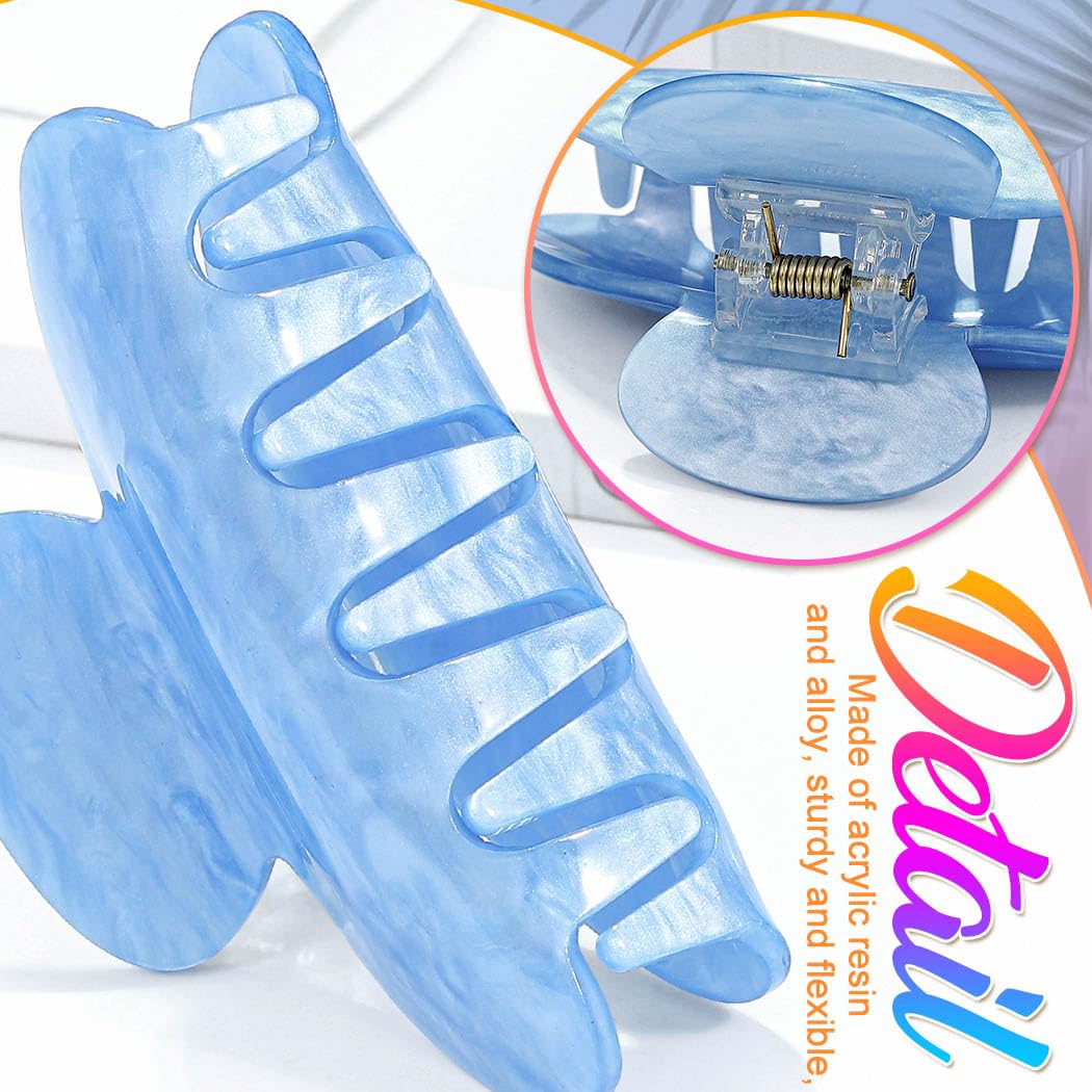 Reaky Acrylic Claw Clip Pink Hair Clips Cute Medium Hair Claws Hair Accessories for Women (lake blue+beige) - Image 3