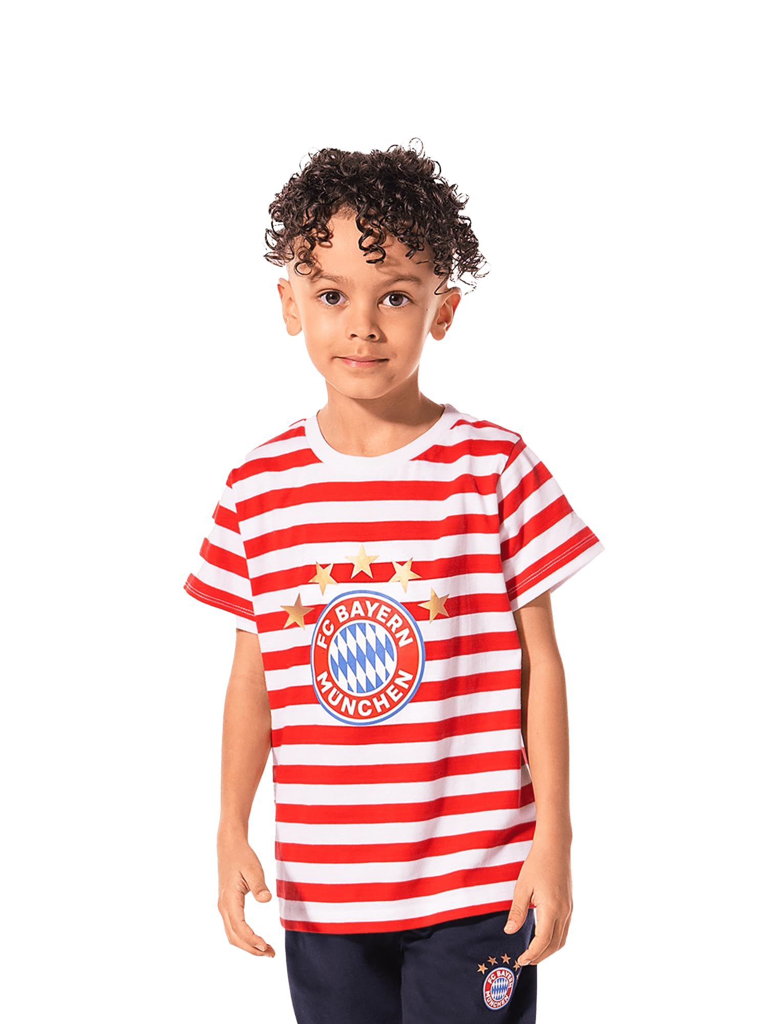 FC Bayern München | T-Shirt Essential| Kinder | Rot, Navy, Rot-Weiß gestreift oder Rot-Navy gestreift