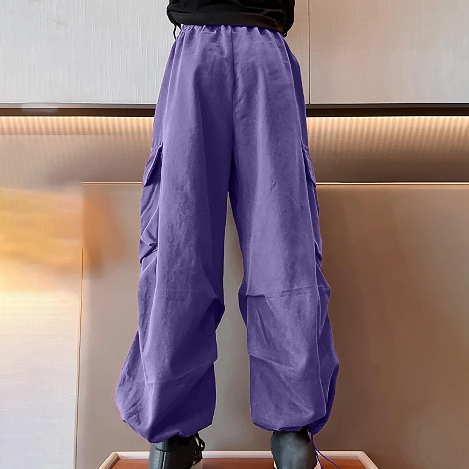 Pantalones cargo para niña, pantalones de ocio, hip hop, pantalones deportivos con elástico para correr, pantalones de entrenamiento, adolescentes, pantalones cargo