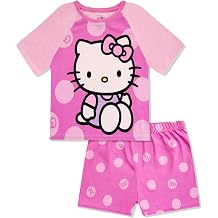 Hello Kitty Girls Pajama Set 2 Piece - Short Sleeve Top & Shorts Pajama Set - Soft Sleepwear Kids Pajamas - Official Product