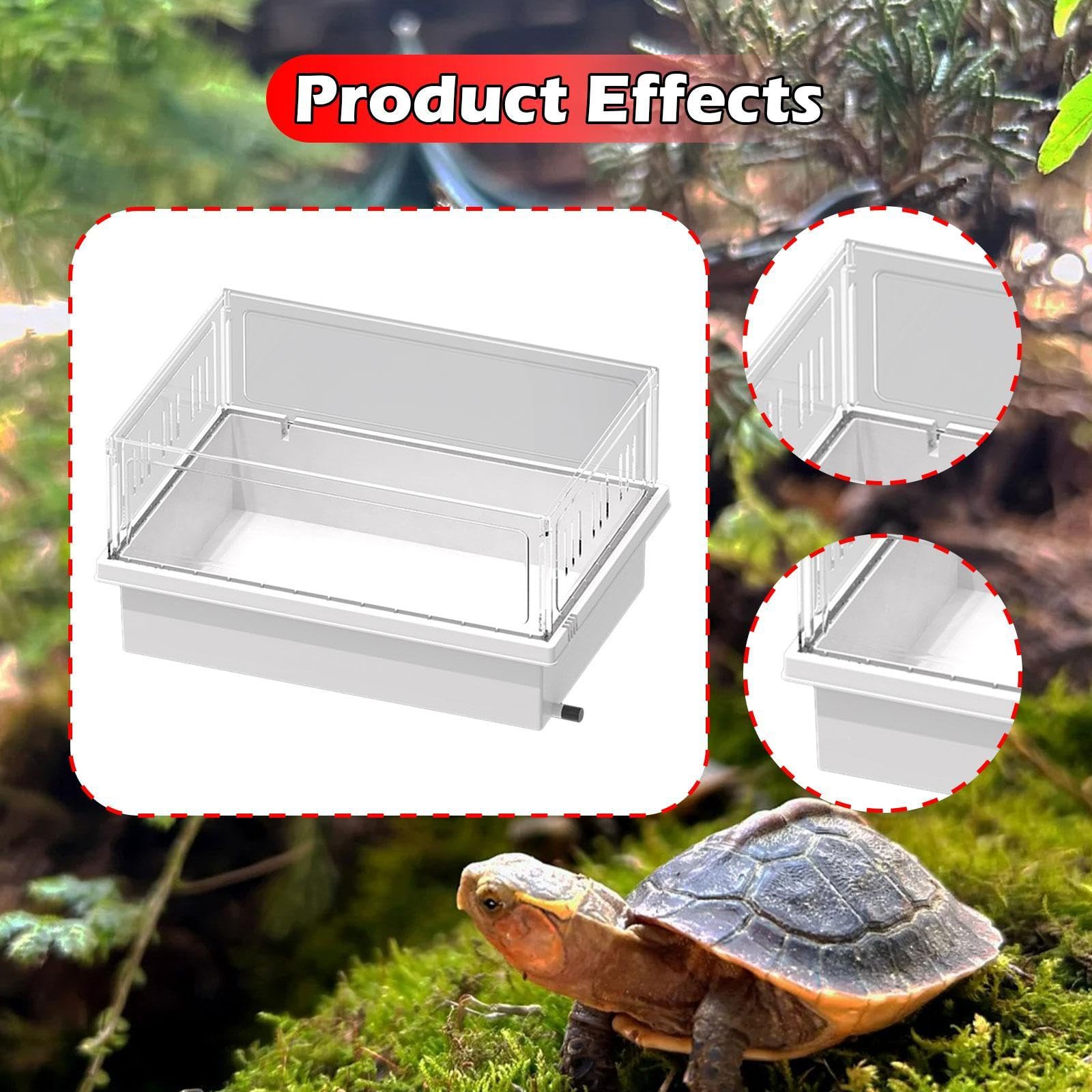 Colcolo Tortuga Acuario Tanque Terrario Transparente con Desagüe Inferior y Diseño Desmontable para Personalizar el Hábitat Adecuado para Mascotas