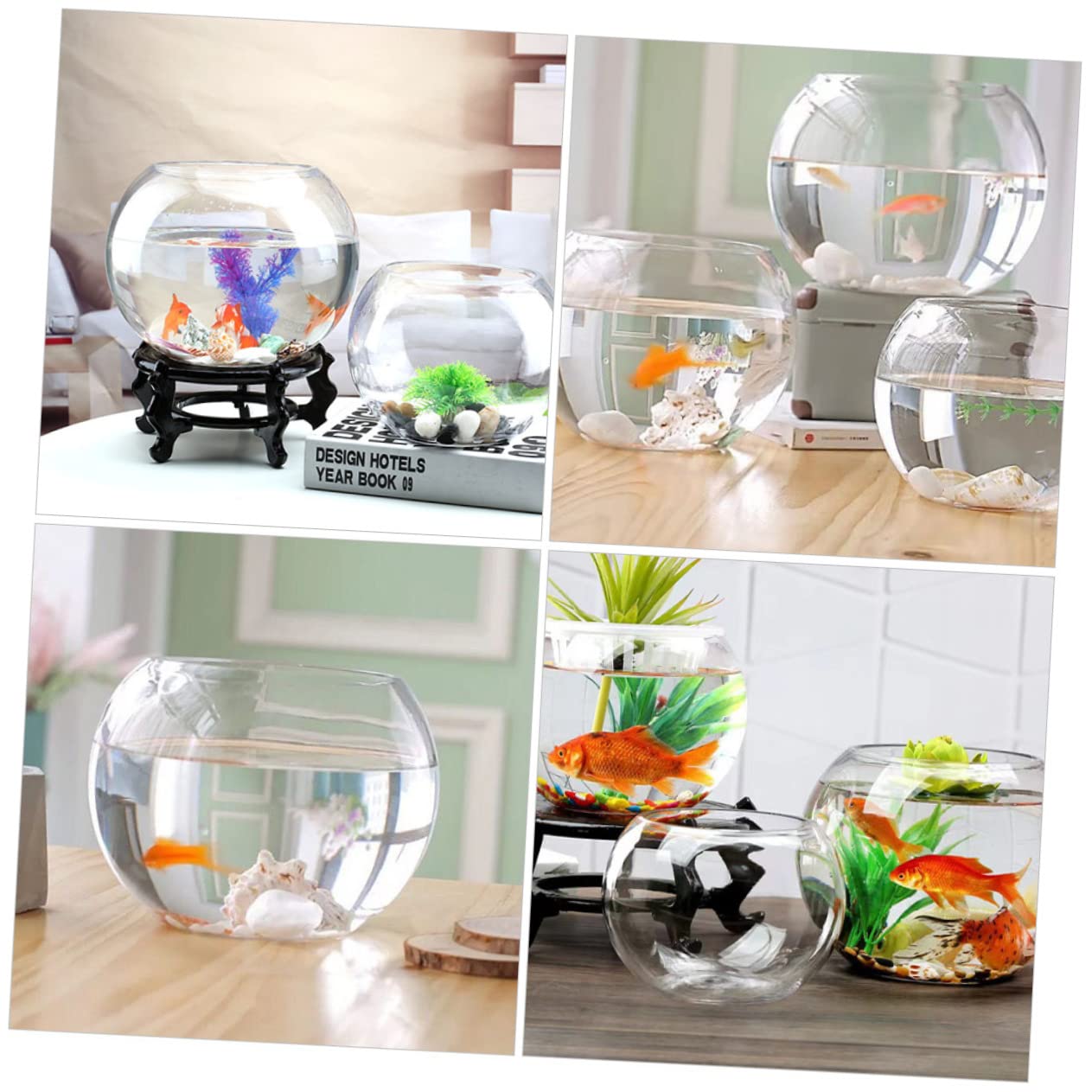 GLEAVI Vasca Per Pesci Trasparente Acquario Multifunzione Per Pesci e Betta Decorazione Da Ufficio e Casa Materiale Spesso Resistente e Facile Da Riporre Design Moderno Adatto Qualsiasi